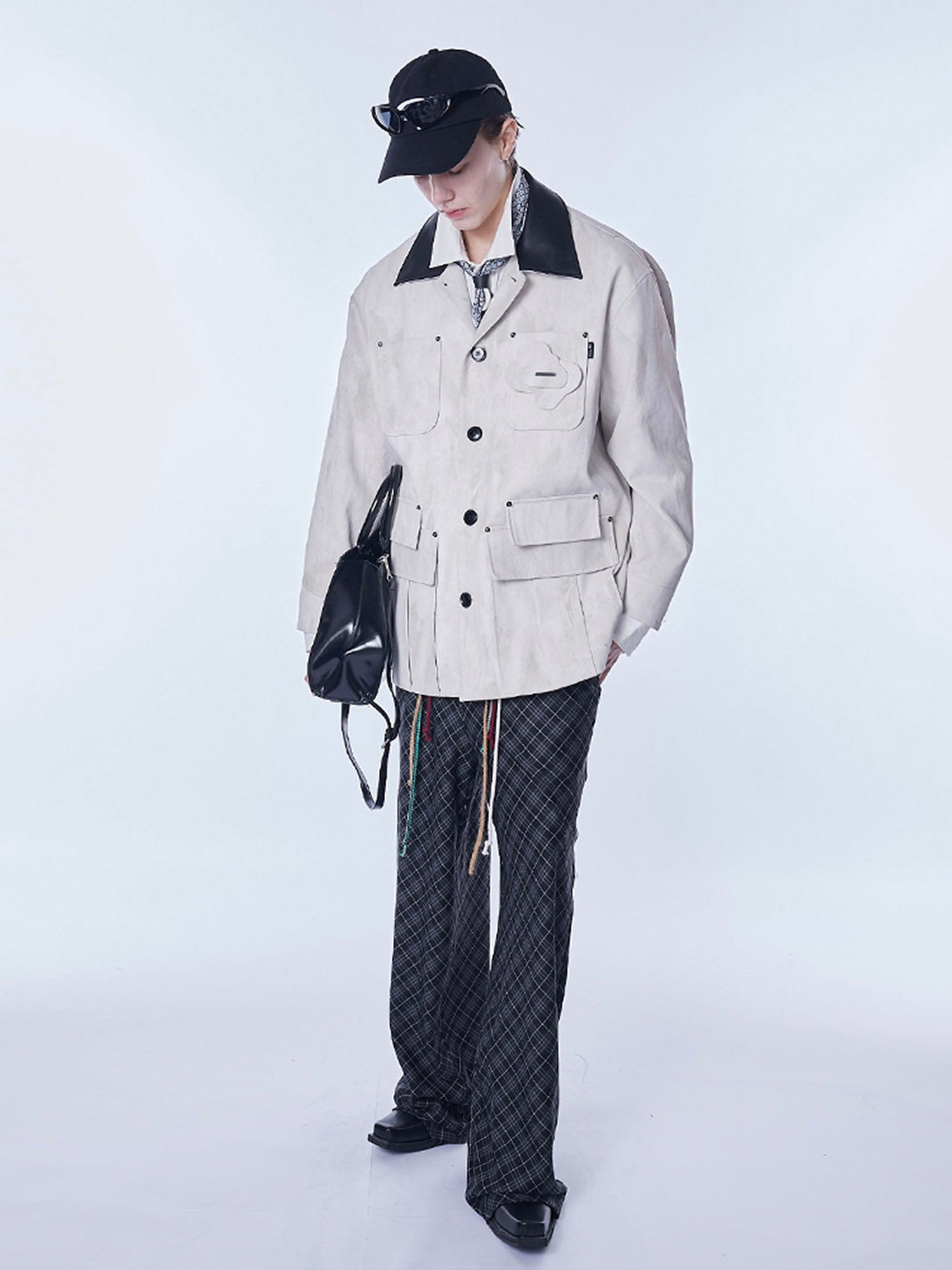 ASSEEN Distressed Panel Leather Collar Barn Jacket-Jacket-S-Free Shipping Leatheretro