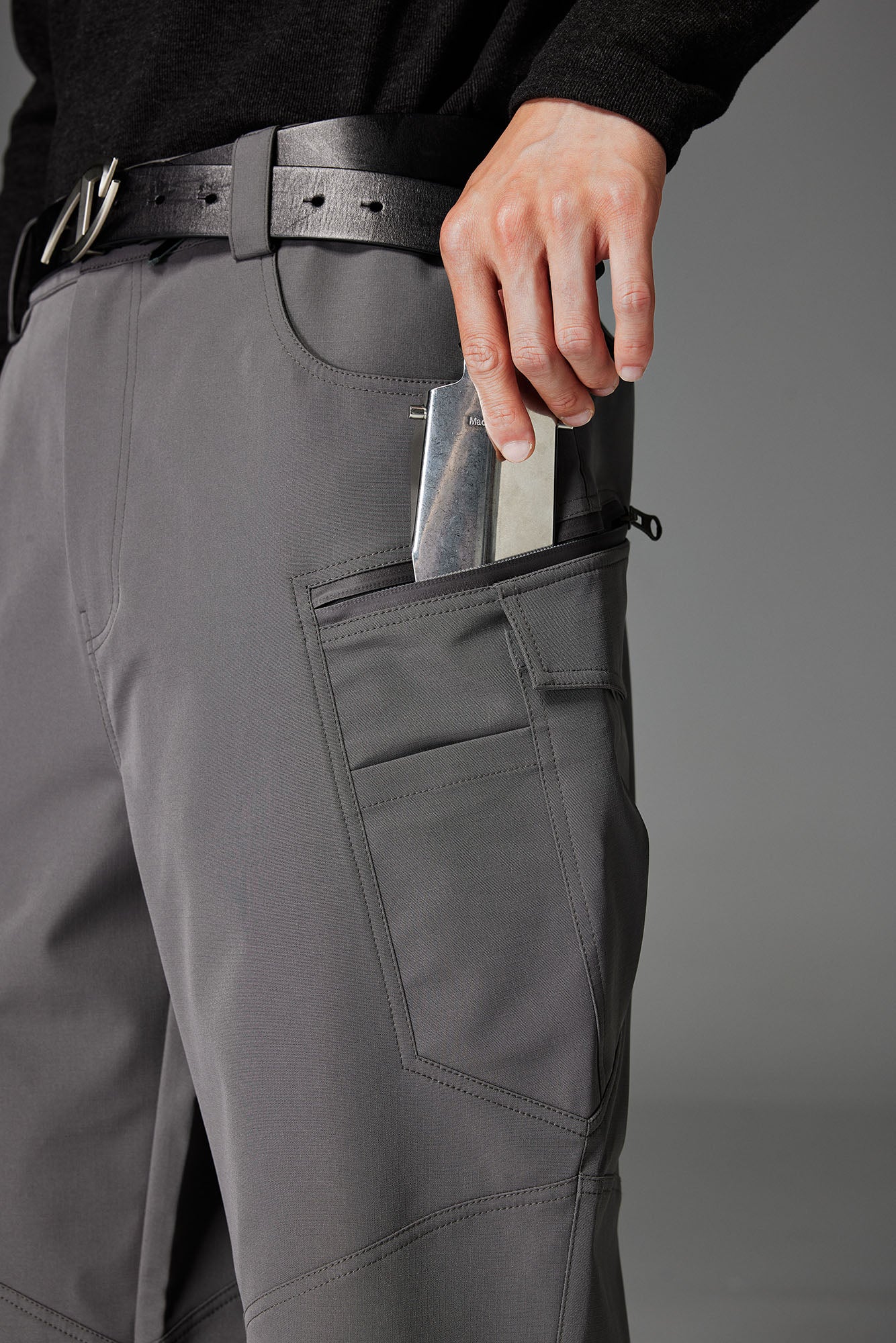 CATSSTAC Tech Panel Zip-Hem Waterproof Pants-Pants-M-Gray-Free Shipping Leatheretro