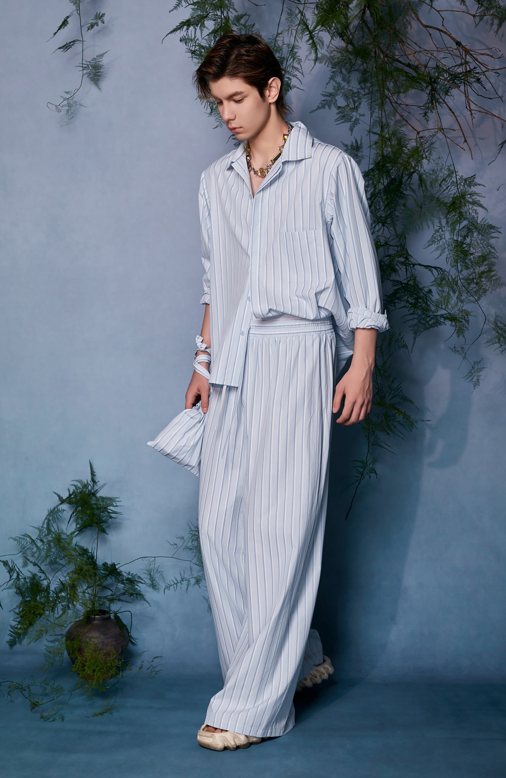 JIECHI Striped Wide-Leg Trousers-Pants-M (Preorder)-Free Shipping Leatheretro