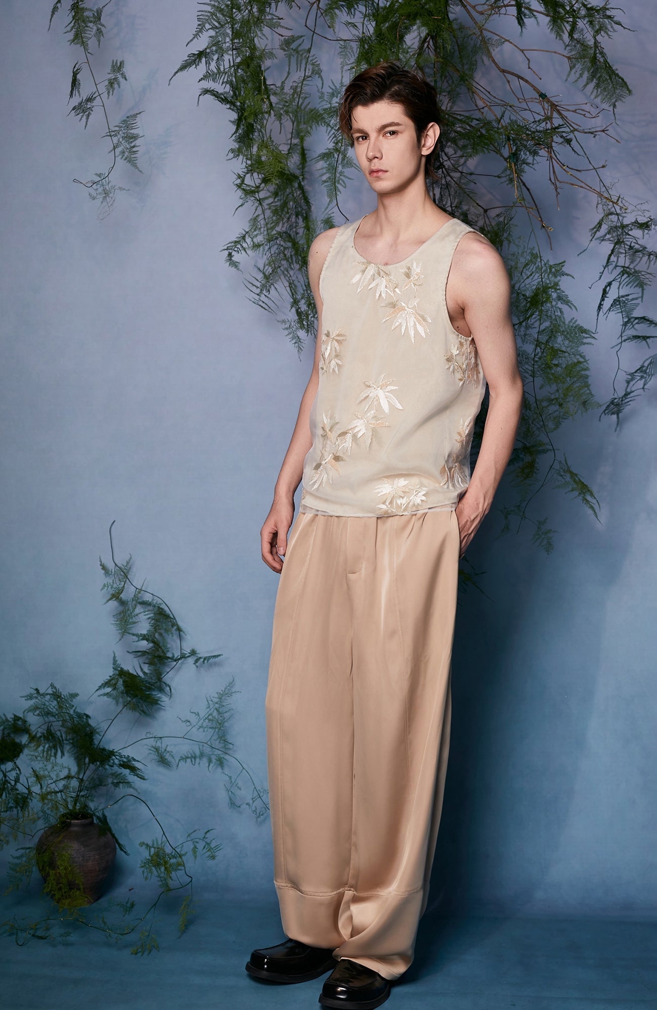 JIECHI Bamboo Embroidered Tank Top-Tank Top-M (Preorder)-Free Shipping Leatheretro