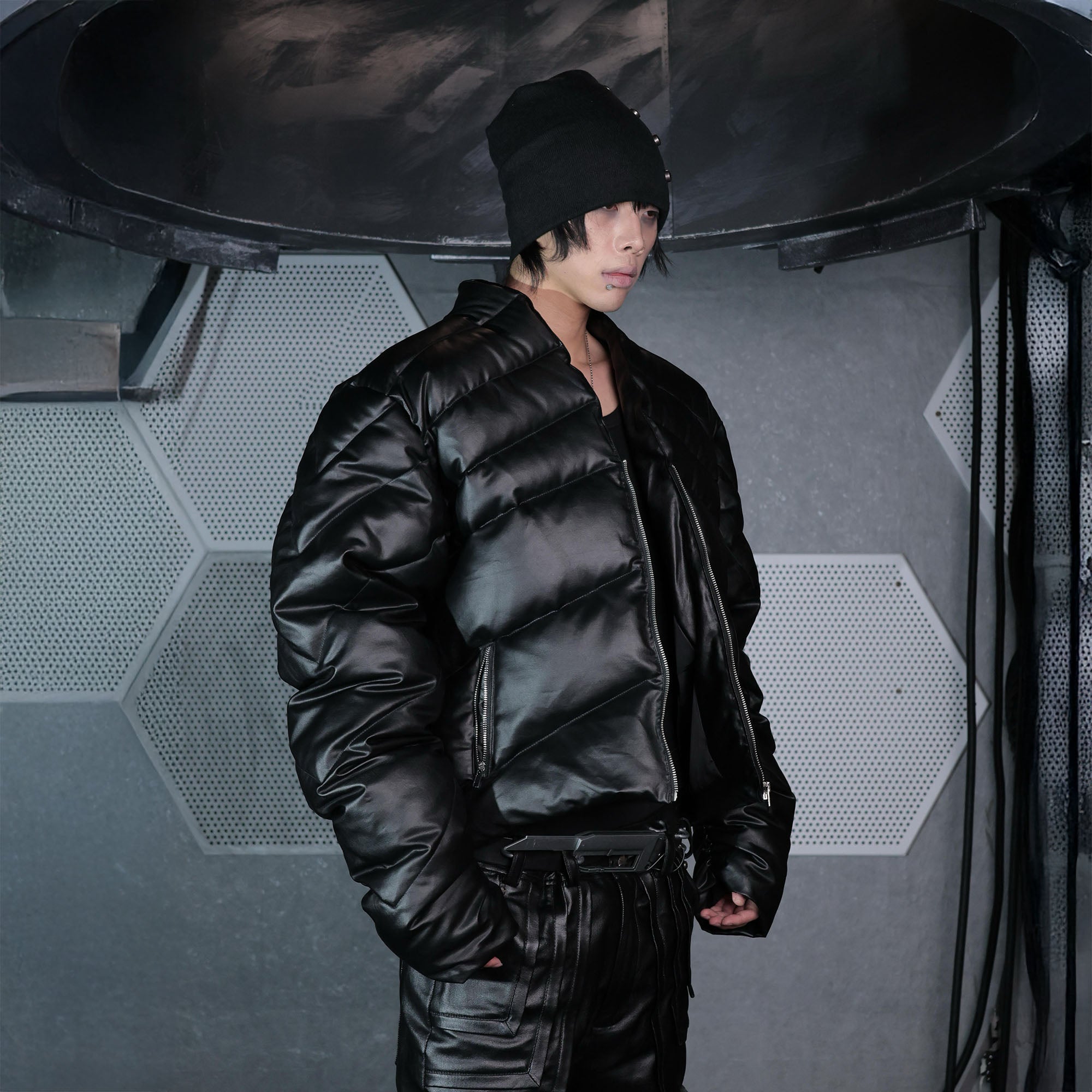 SSIN7 Waxed Chevron Down Jacket-Jacket-S-Free Shipping Leatheretro