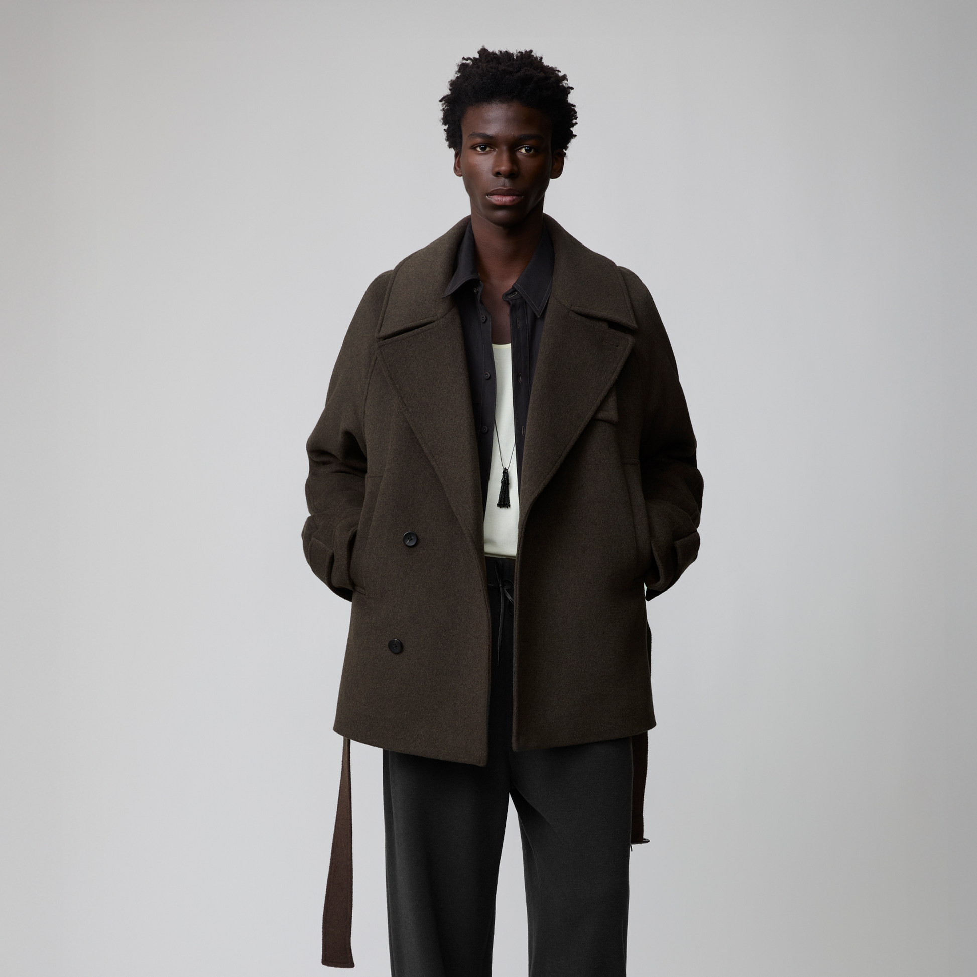 OPICLOTH Double-Breasted Belted Wool-Blend Coat-Jacket-XS-Free Shipping Leatheretro
