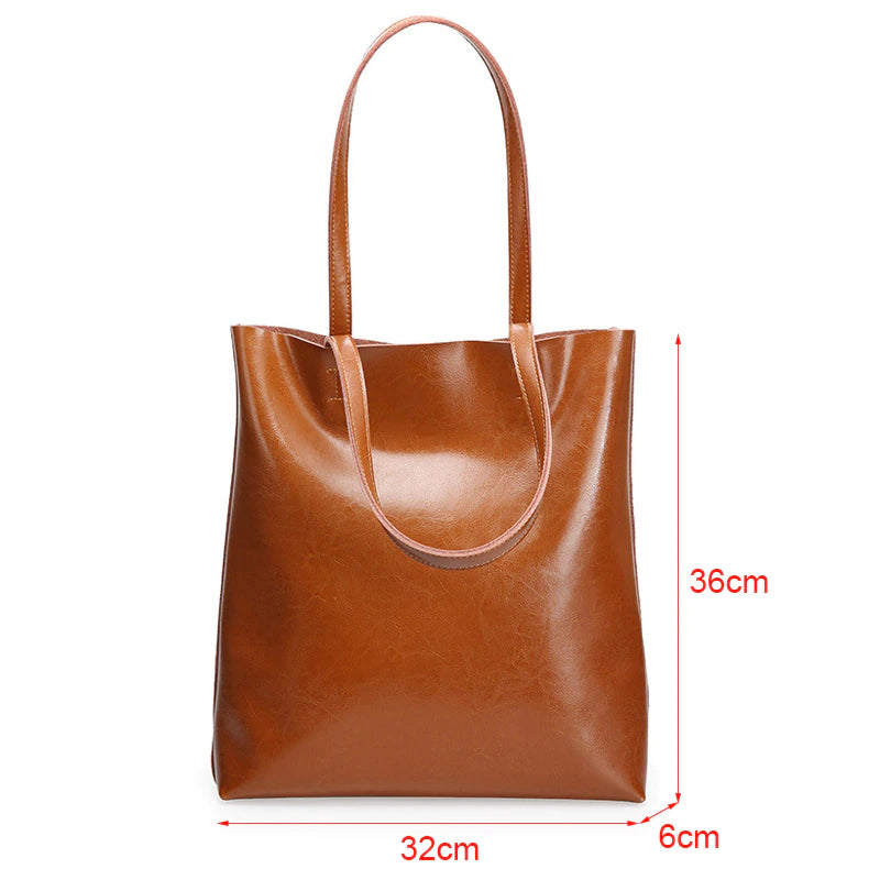 Cow Leather Ladies Shoulder Handbags Women Tote-Tote Bag-Black-Free Shipping Leatheretro
