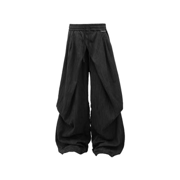 RELABEL Crinkled Drawstring Oversized Pants Black-Pants-XS-Free Shipping Leatheretro