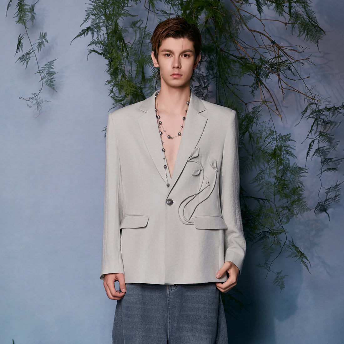 JIECHI Embroidered Floral Linework Blazer-Jacket-M (Preorder)-Free Shipping Leatheretro