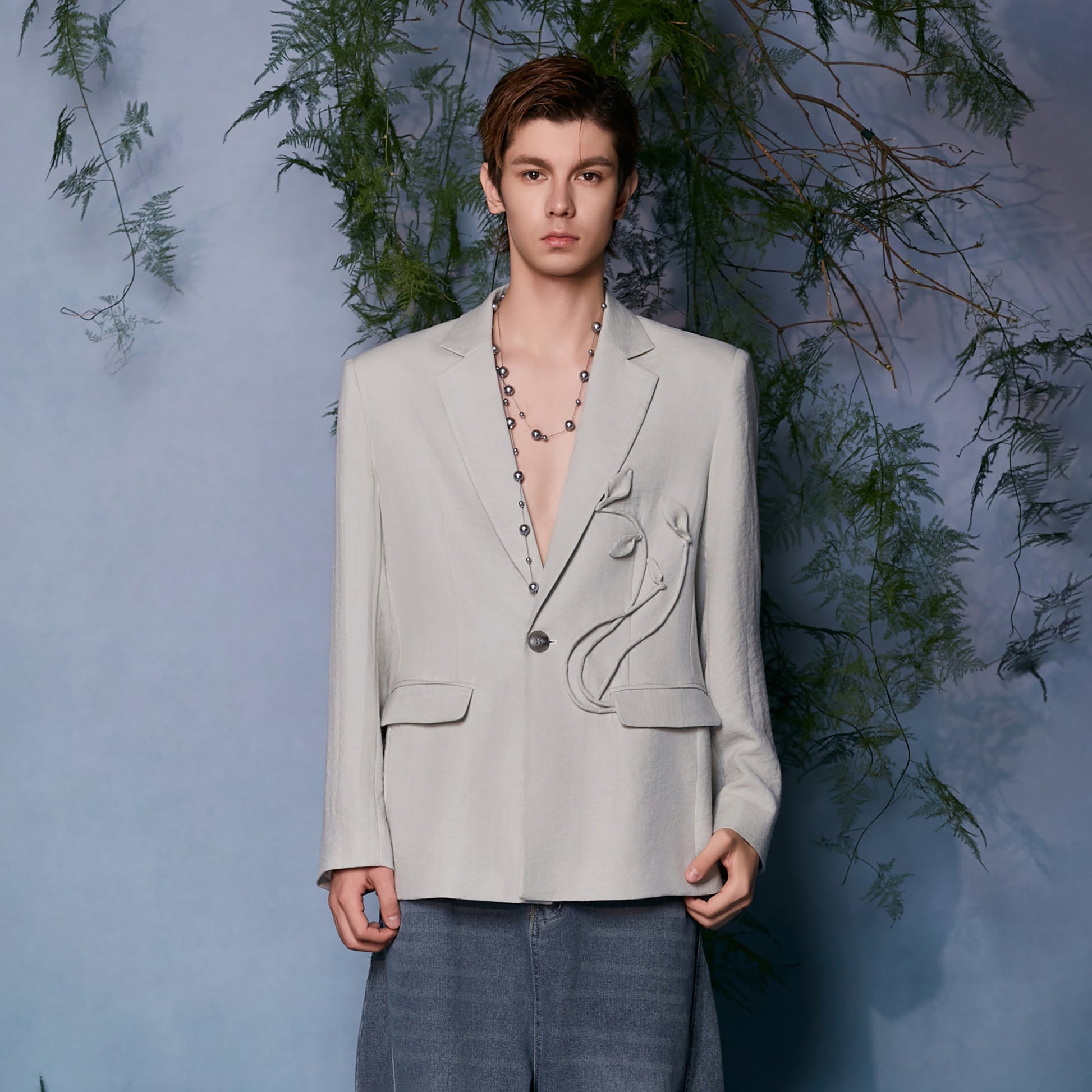 JIECHI Embroidered Floral Linework Blazer-Jacket-M (Preorder)-Free Shipping Leatheretro