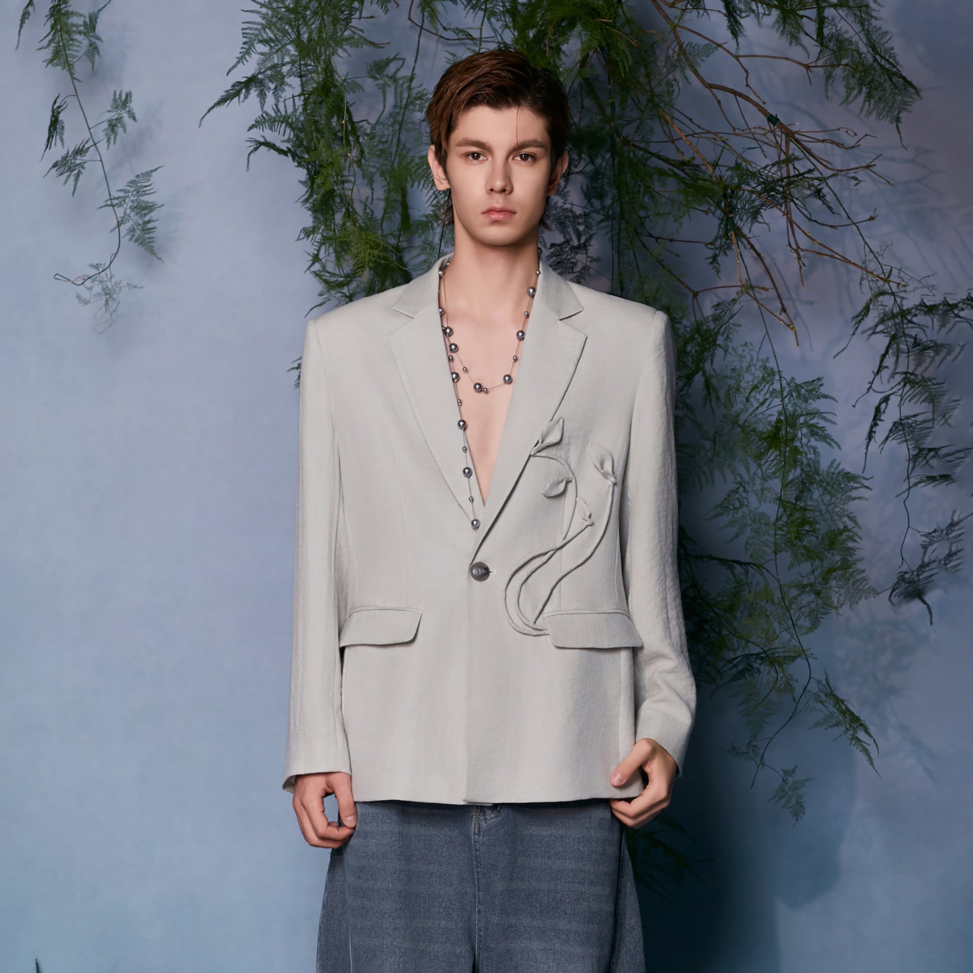 JIECHI Embroidered Floral Linework Blazer-Jacket-M (Preorder)-Free Shipping Leatheretro