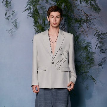 JIECHI Embroidered Floral Linework Blazer-Jacket-M (Preorder)-Free Shipping Leatheretro