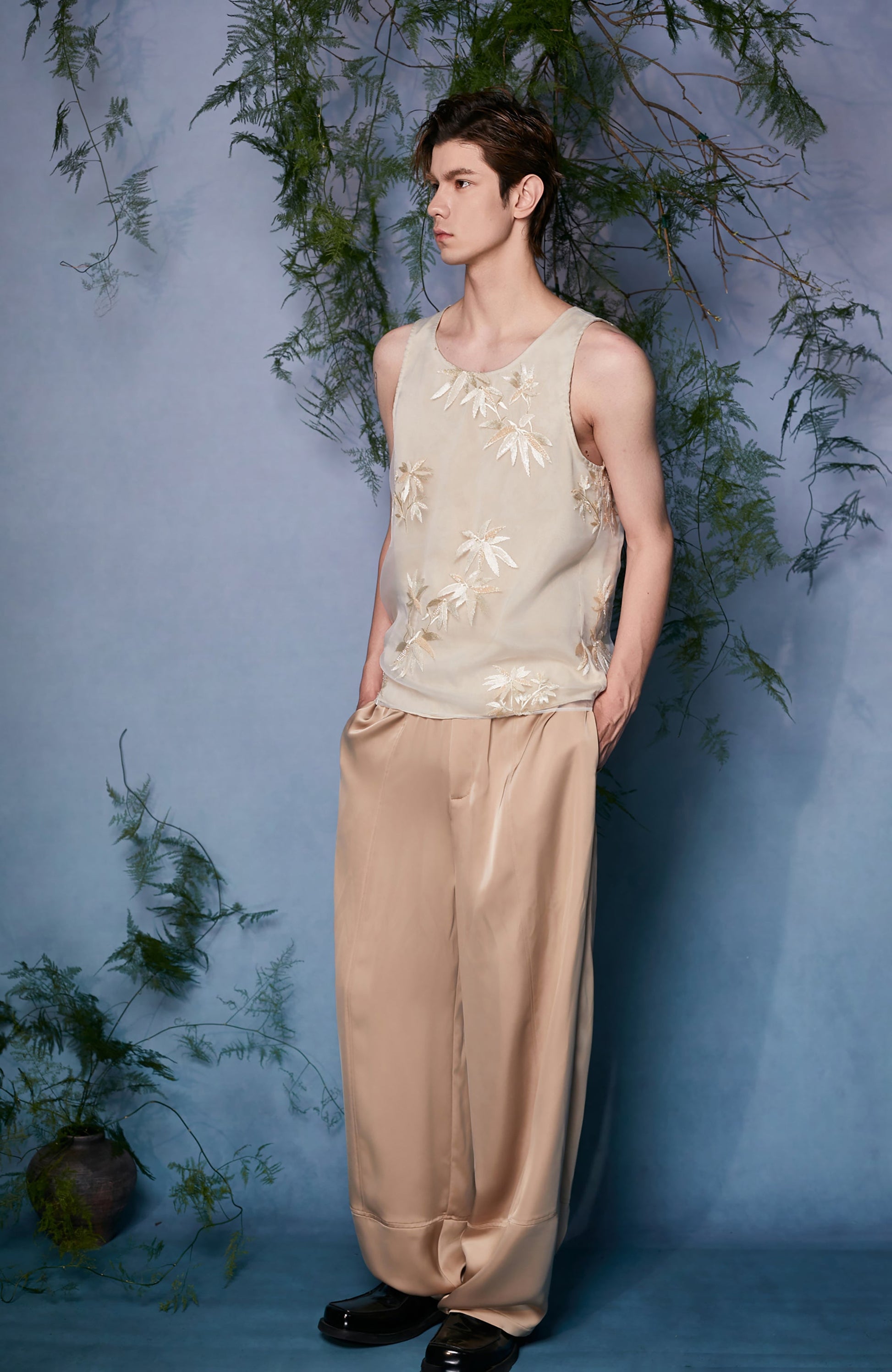 JIECHI Draped Satin Wide-Leg Trousers-Pants-M (Preorder)-Free Shipping Leatheretro