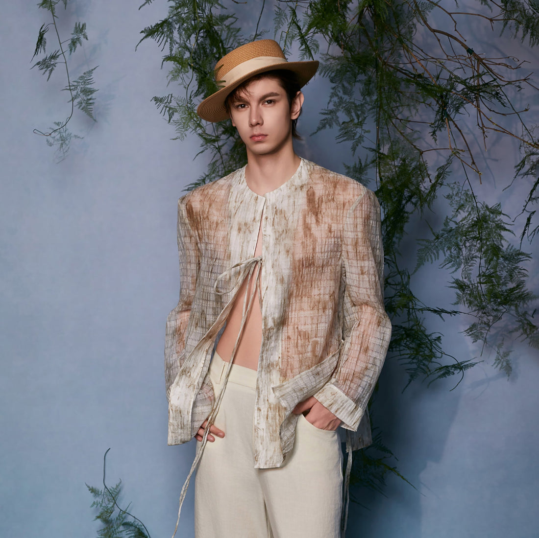 JIECHI Mandarin Tie-Dye Closure Overshirt-Shirt-M (Preorder)-Free Shipping Leatheretro