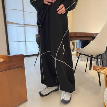 MIICHOUS Paneled Contrast-Stitch Sweatpants-Pants-S-Black-Free Shipping Leatheretro