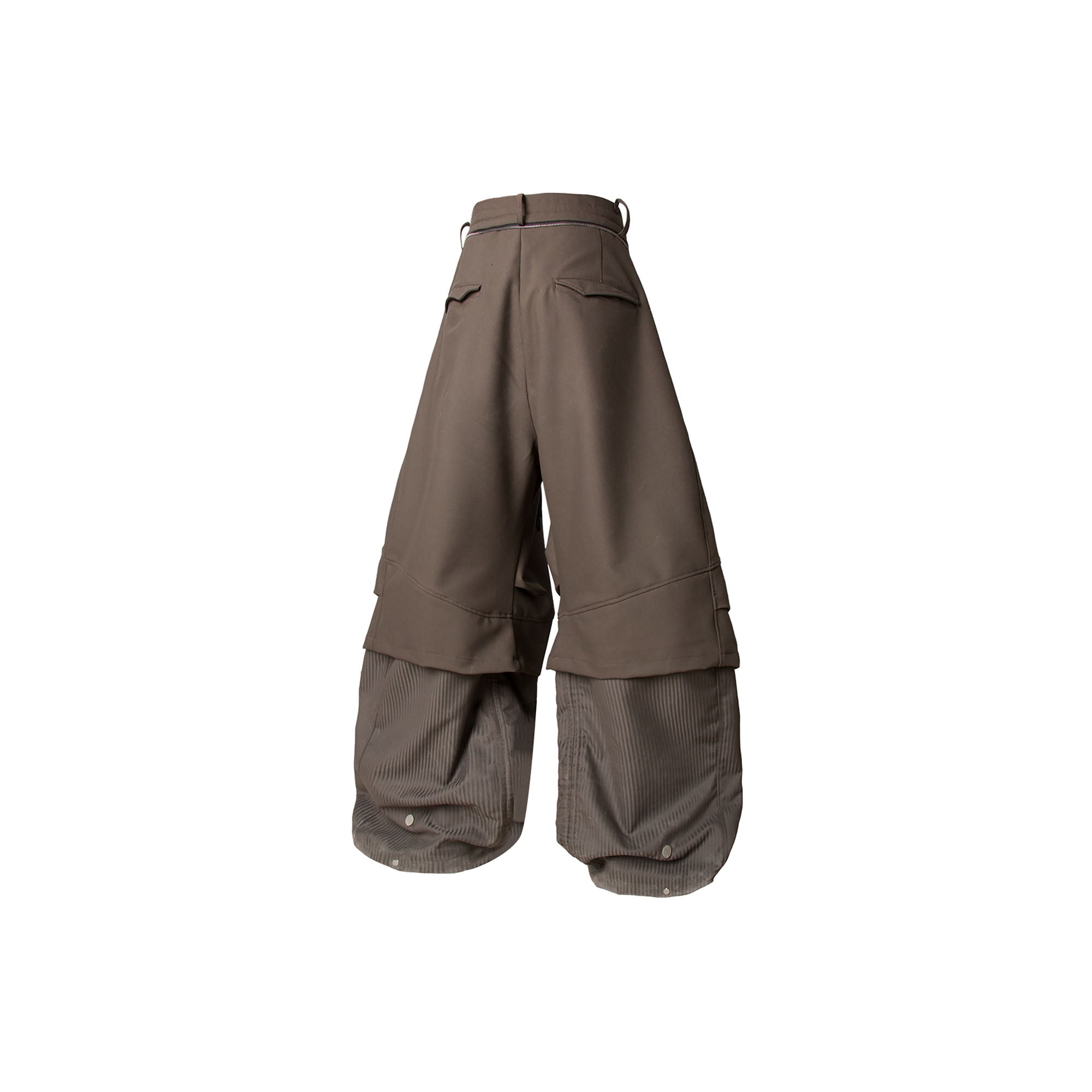 RELABEL Faux Layered Oversized Pants Brown-Pants-XS (Preorder)-Free Shipping Leatheretro