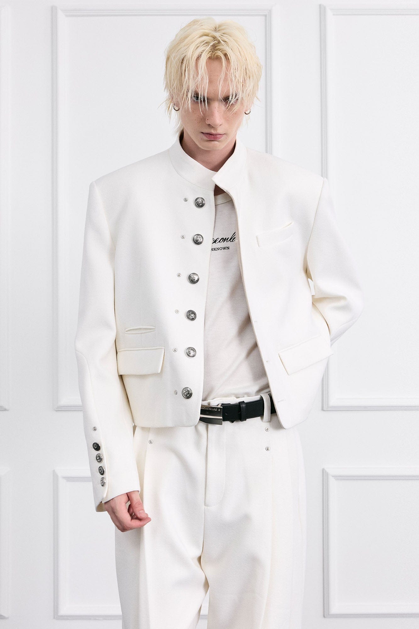 FACEONLAB Wool-Blend Uniform Blazer-Jacket-M-Free Shipping Leatheretro