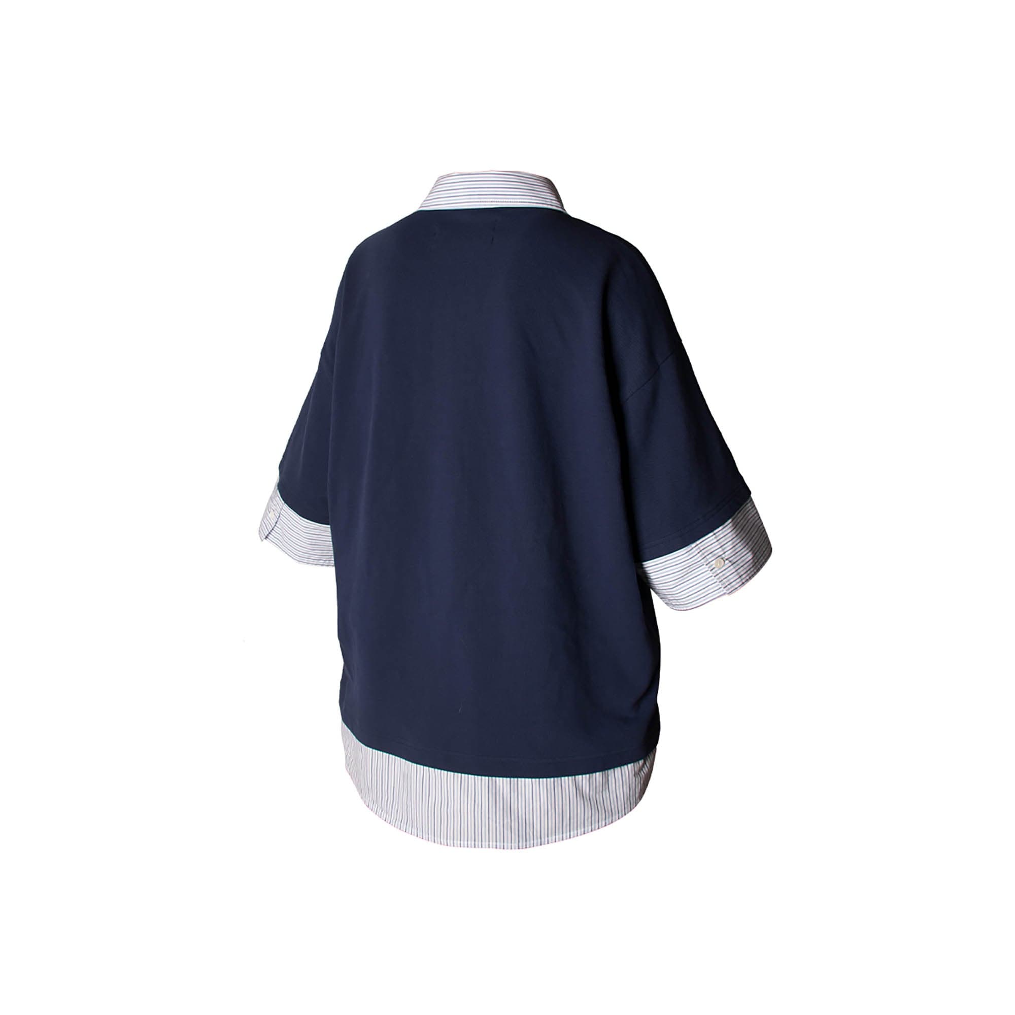 RELABEL Striped Layered Polo T-Shirt-T Shirt-S-Free Shipping Leatheretro