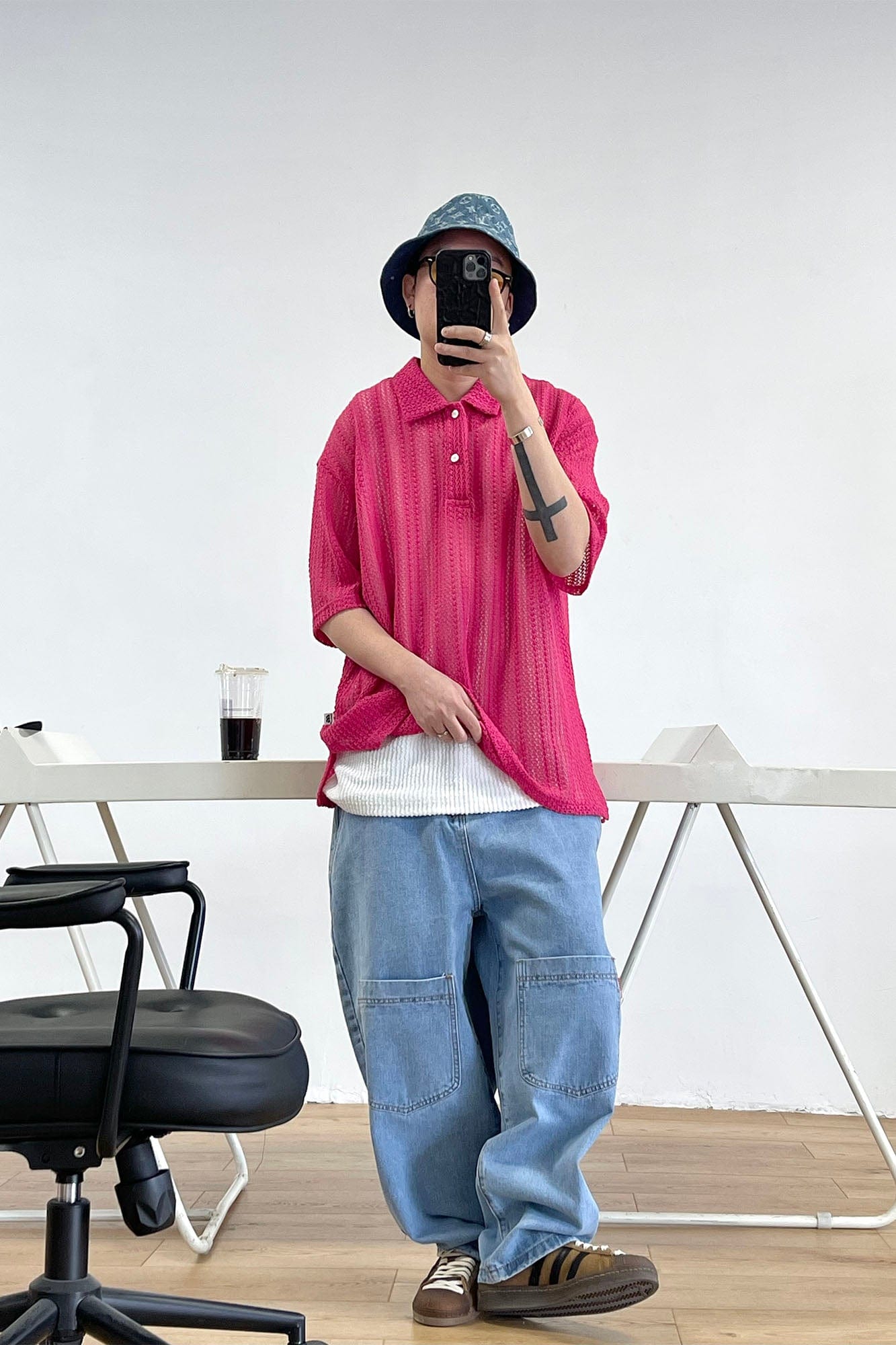 ME DA IGUAL Crochet Polo Oversized T-Shirt-Shirt-M-Free Shipping Leatheretro