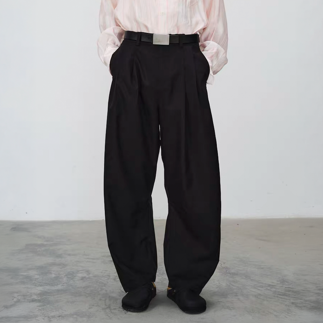 GRAINMUSTARD Retro Pleated High-Waist Wide-Leg Trousers-Pants-XS (Preorder)-Green-Free Shipping Leatheretro