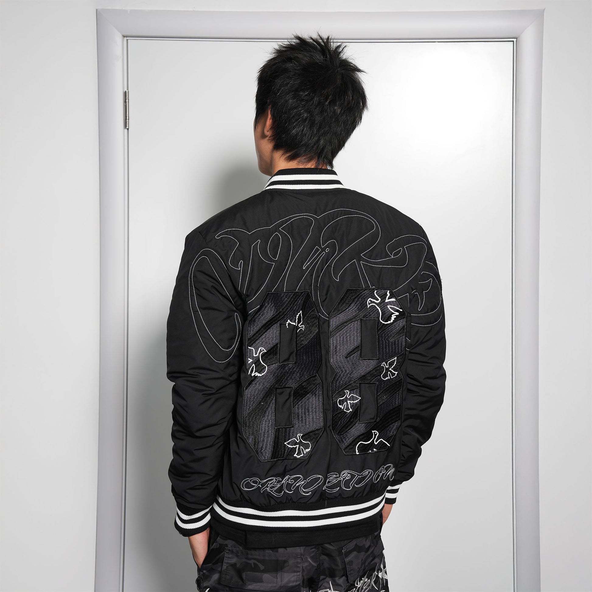 VINKID No.88 Peace Doves Padded Varsity Jacket-Jacket-S-Free Shipping Leatheretro