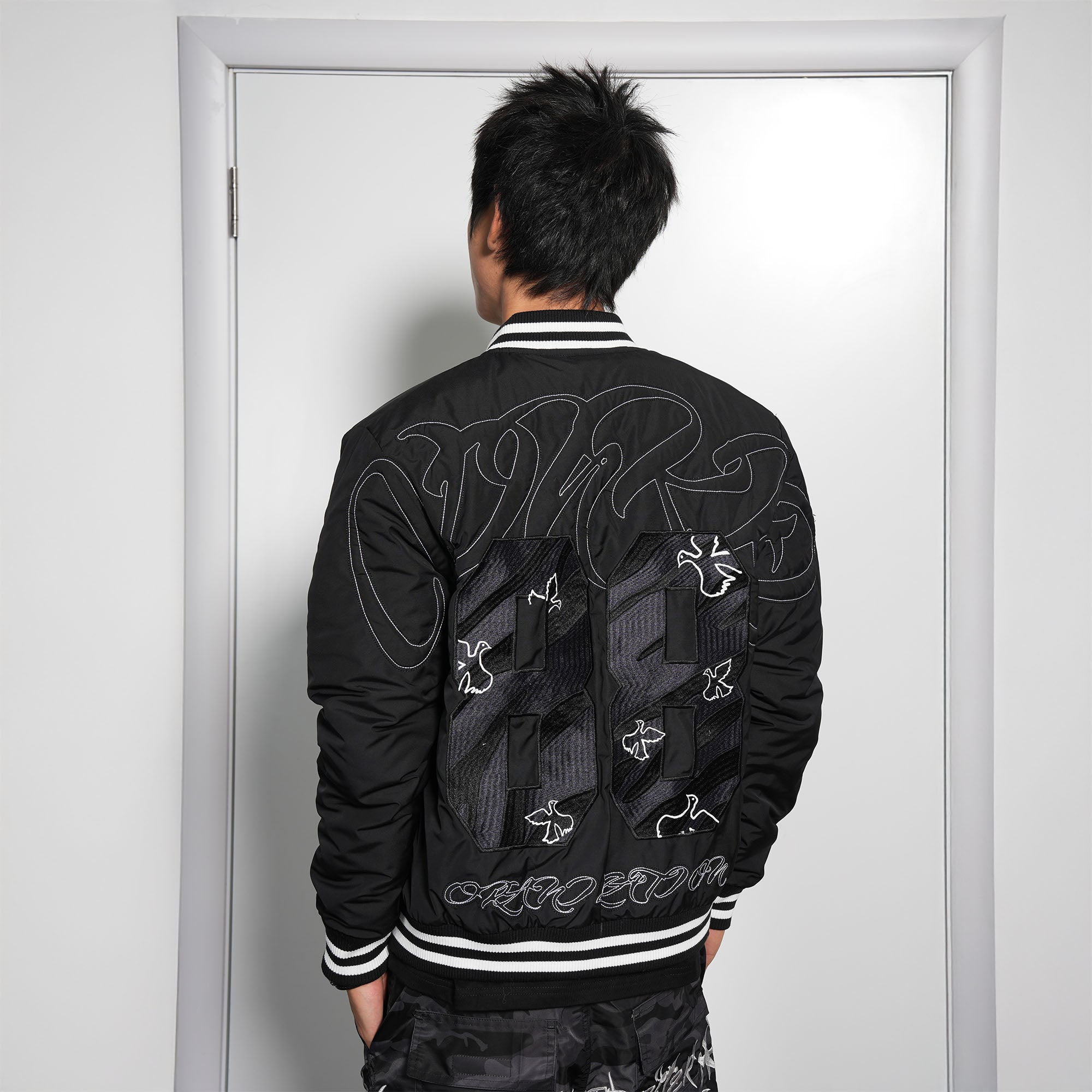 VINKID No.88 Peace Doves Padded Varsity Jacket-Jacket-S-Free Shipping Leatheretro