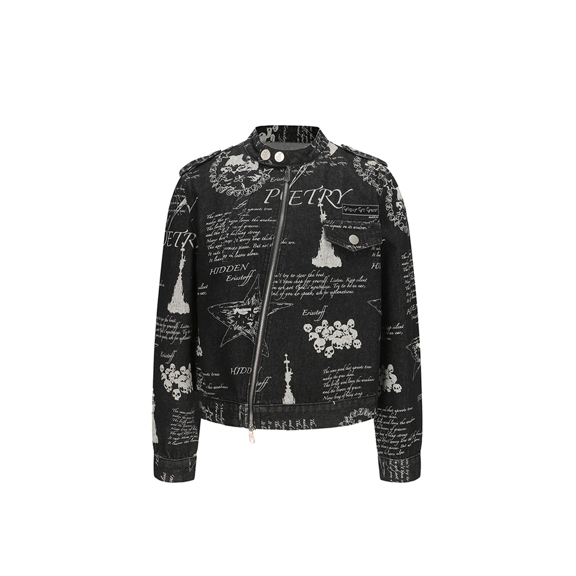 CYCYCY Punk Washed Graffiti Moto Denim Jacket-Jacket-XS-Free Shipping Leatheretro