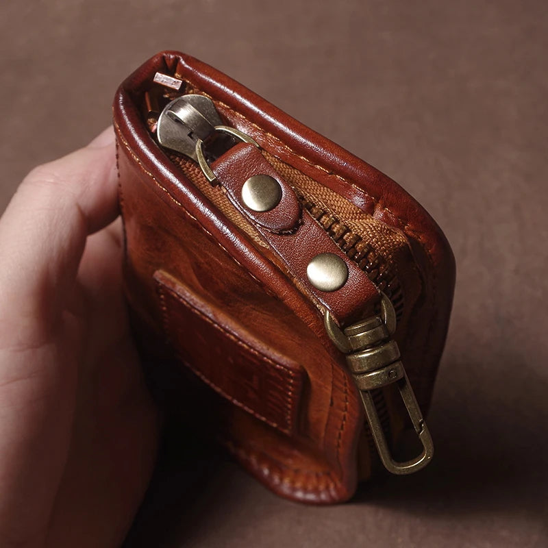 Vintage Luxury Genuine Leather Car Key Bag - Multipurpose Wallet Card Holder-Key Organizer-Dark Coffee-Free Shipping Leatheretro