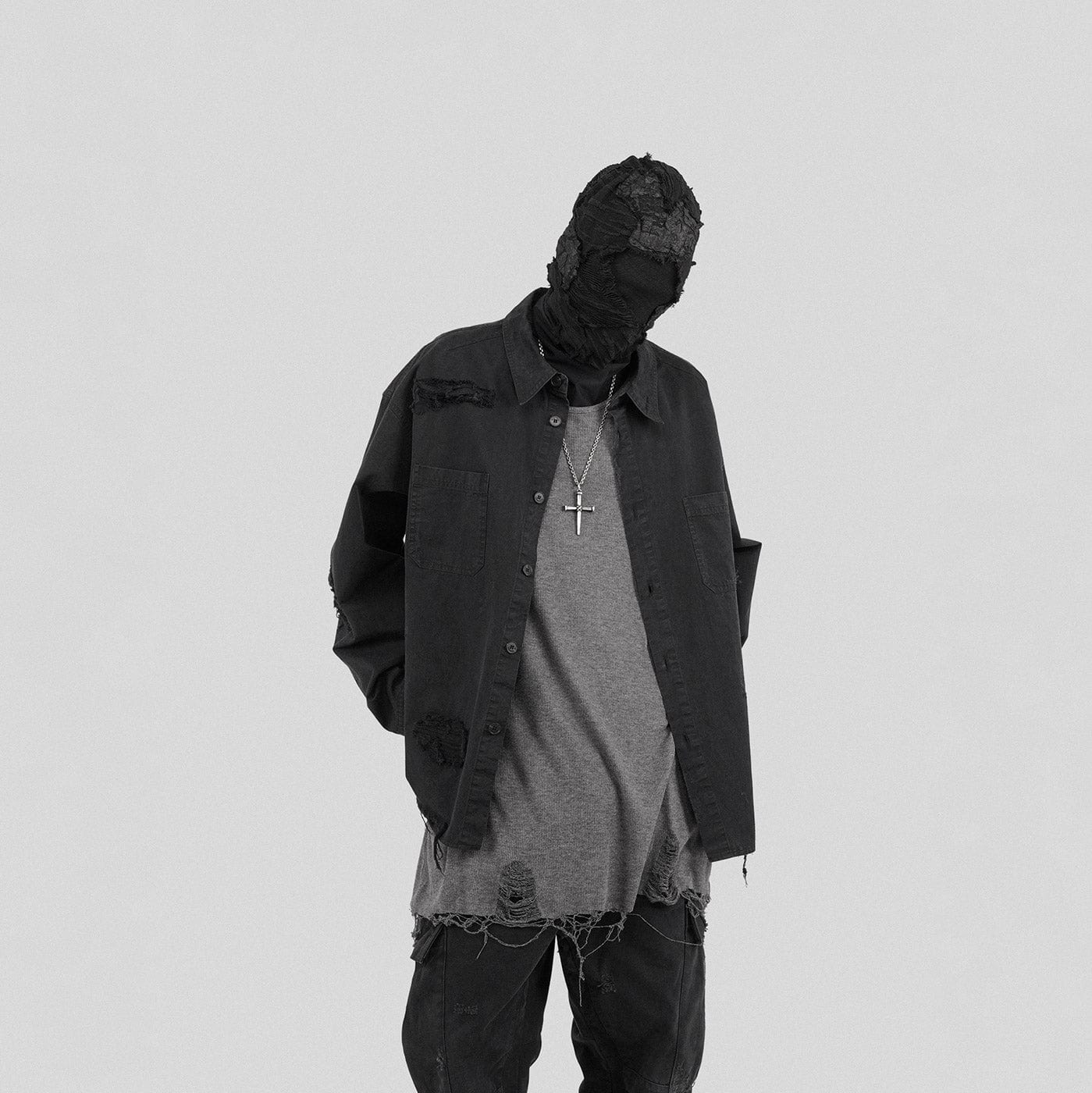 UNDERWATER Ripped Overshirt Black-Jacket-S-Free Shipping Leatheretro