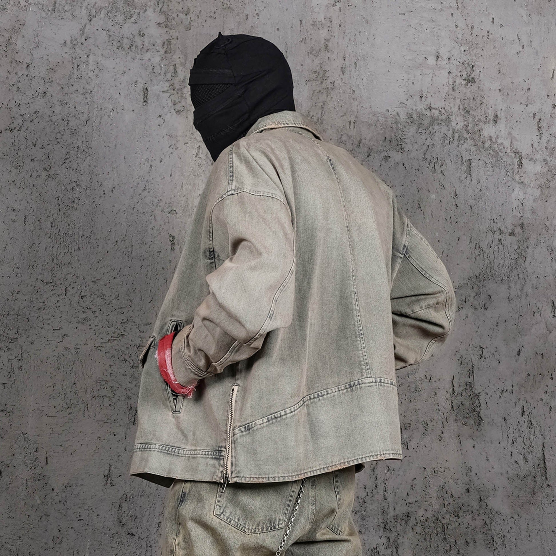 UNDERWATER Acid Wash Zipper Biker Jacket-Jacket-S-Free Shipping Leatheretro