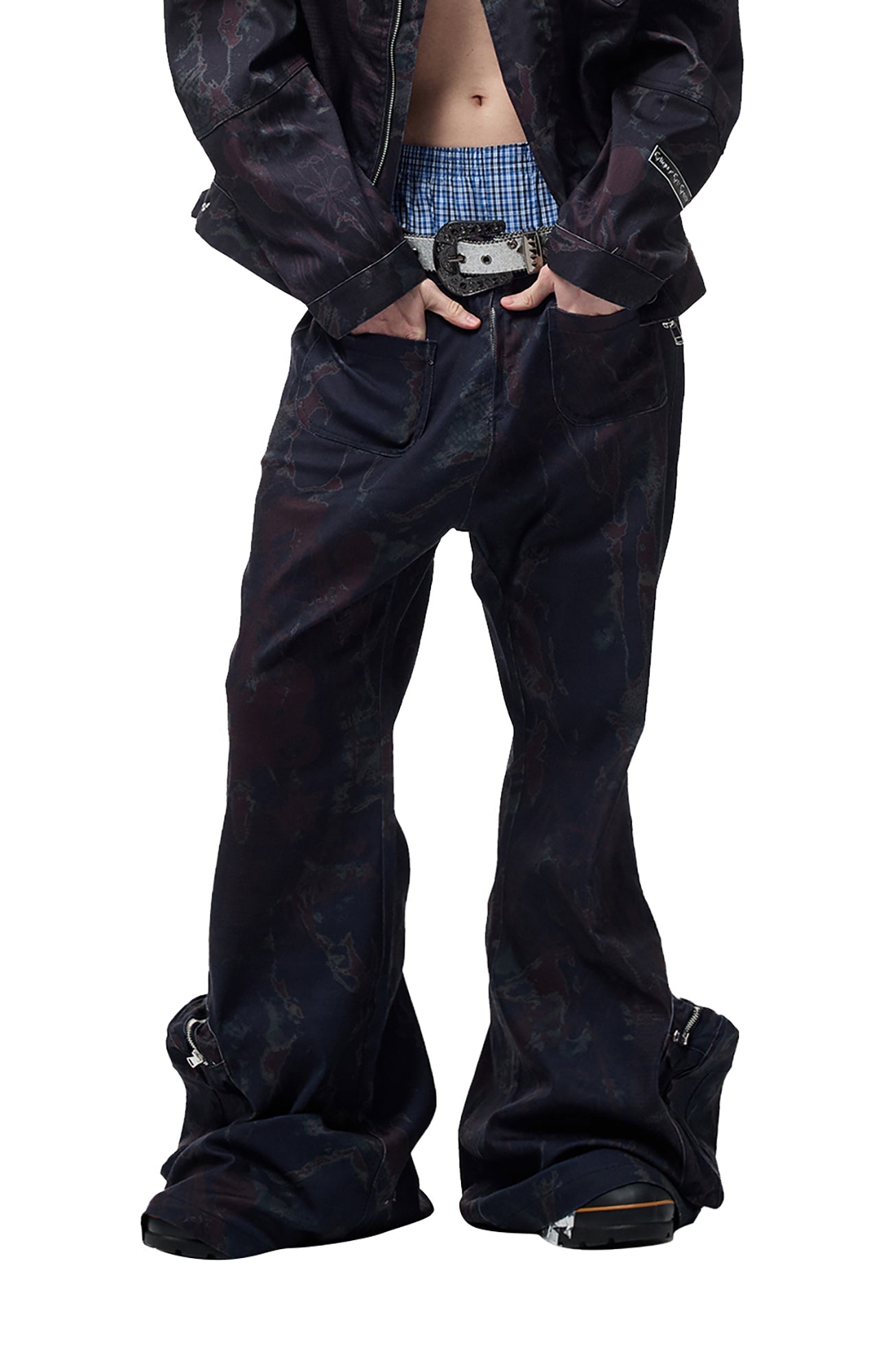 CYCYCY Abstract Graphic Cargo Flared Jeans-Jeans-XXS / 27"-Free Shipping Leatheretro