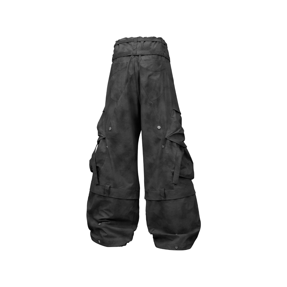 RELABEL Detachable Ruched Inverted Waist Cargo Pants-Pants-XS (Preorder)-Black-Free Shipping Leatheretro