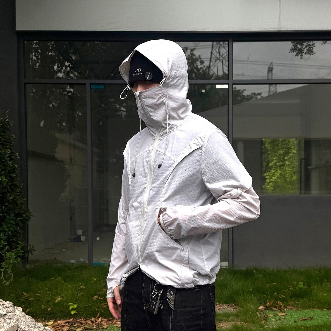 CATSSTAC Arc Panel Dual-Zip UV Protect Hooded Jacket-Jacket-Black-M-Free Shipping Leatheretro