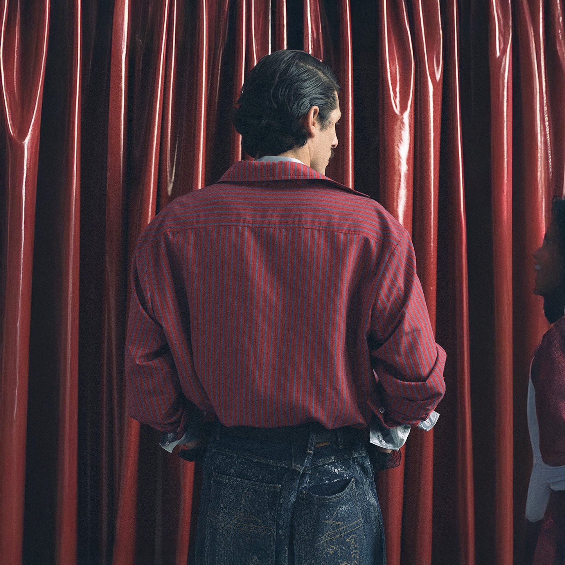 TRECLUB Tencel-Blend Flame Graphic Pinstripe Shirt-Shirt-S-Free Shipping Leatheretro