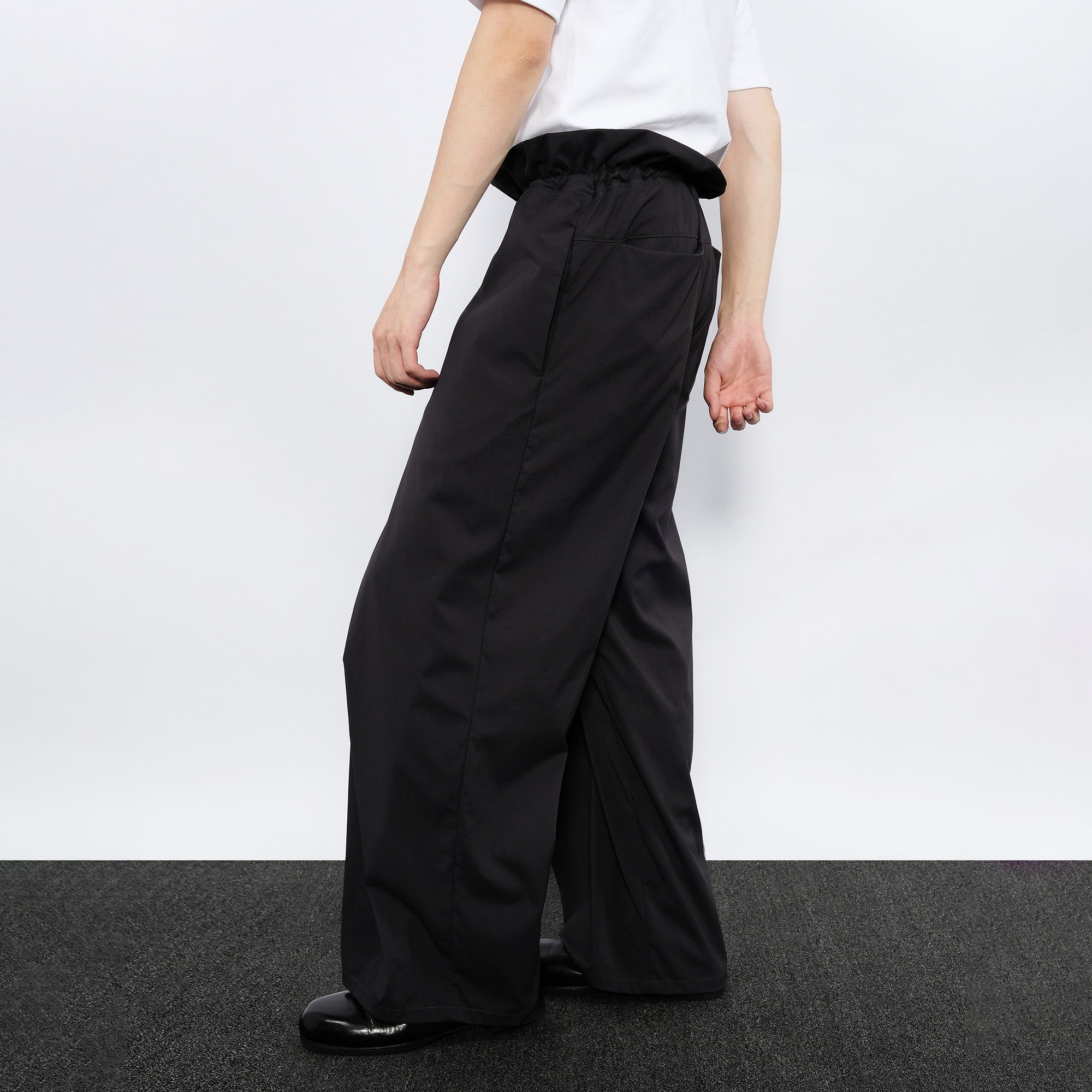7440 37 1 Asymmetrical Overlay Drawcord Ruffled Waist Trousers-Pants-S (Preorder)-Free Shipping Leatheretro