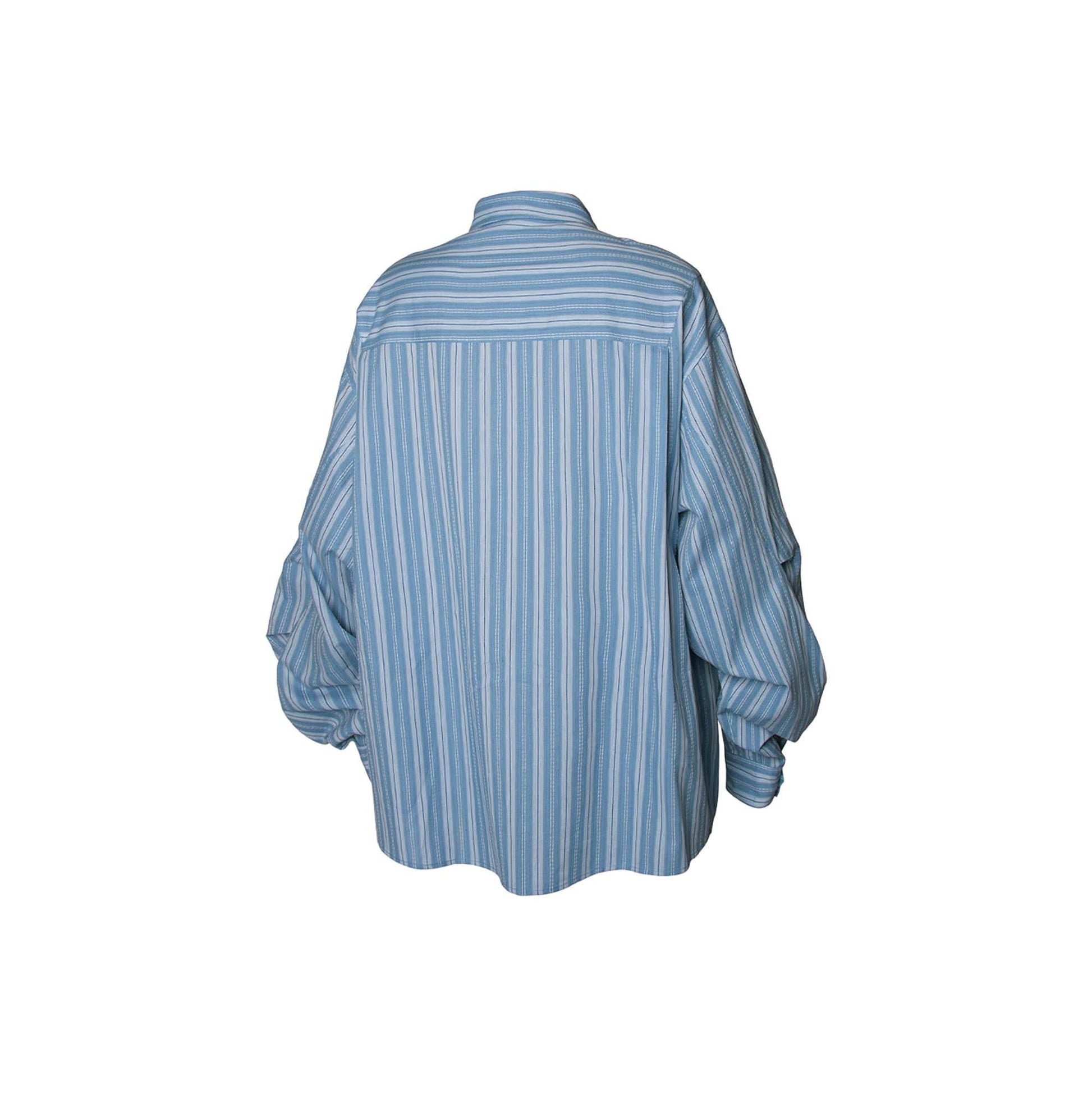 RELABEL Stripe Button-Up Oversized Shirt Blue-Shirt-XS-Free Shipping Leatheretro