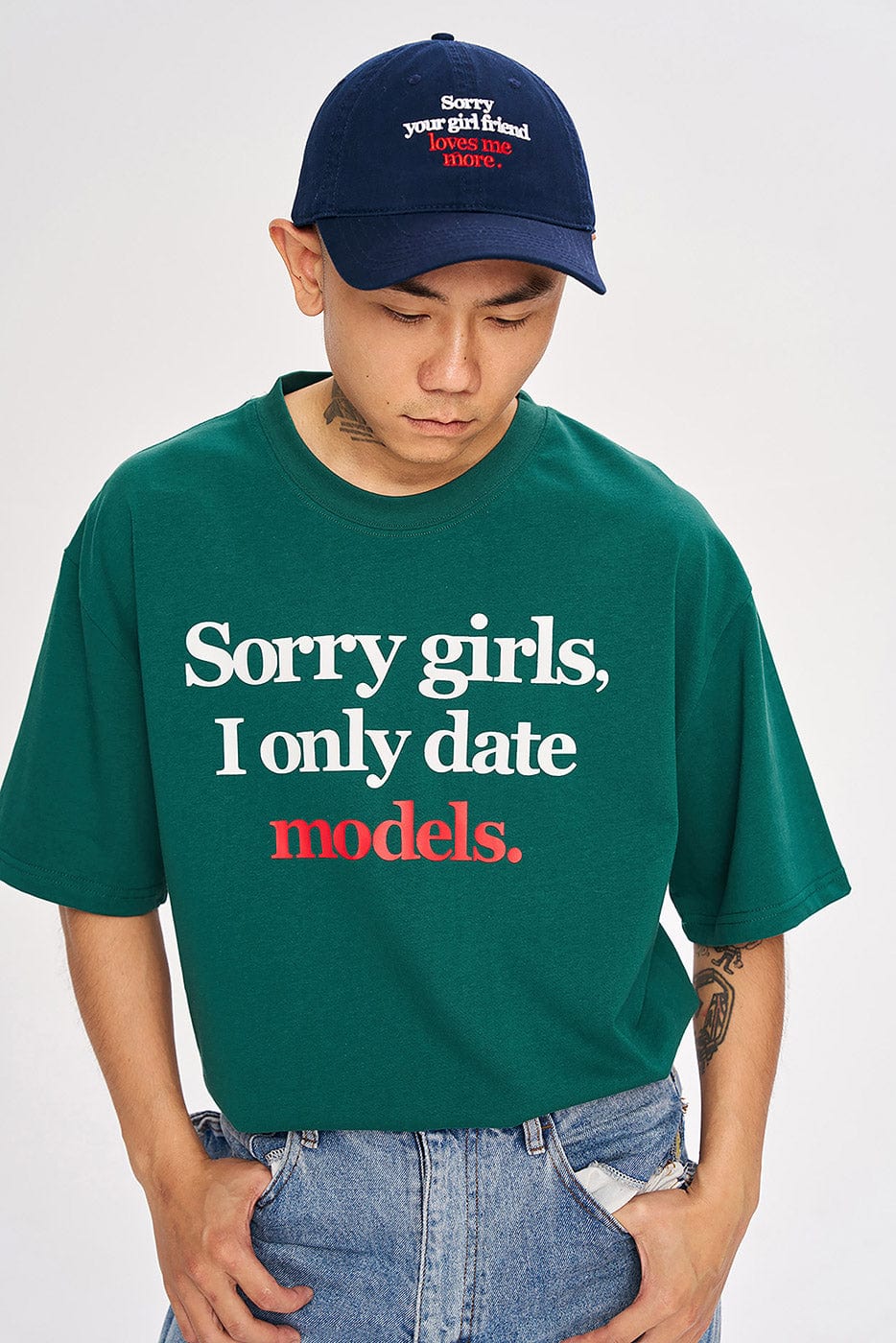 WCC Sorry Girls I Only Date Models Slogan T-Shirt-T Shirt-M-White-Free Shipping Leatheretro