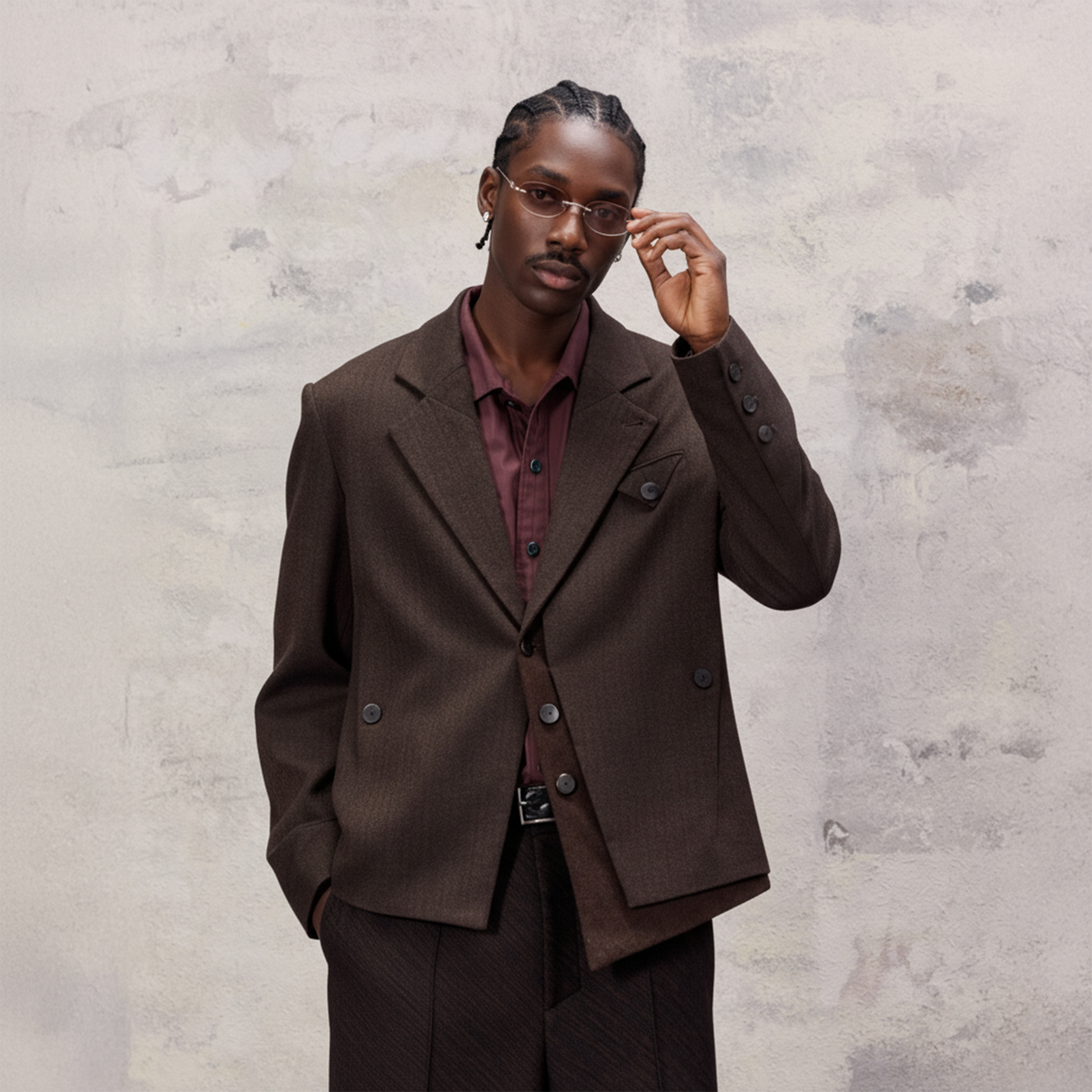 ALVNG AR ANTS Asym Herringbone Wool-Blend Blazer-Jacket-S-Free Shipping Leatheretro