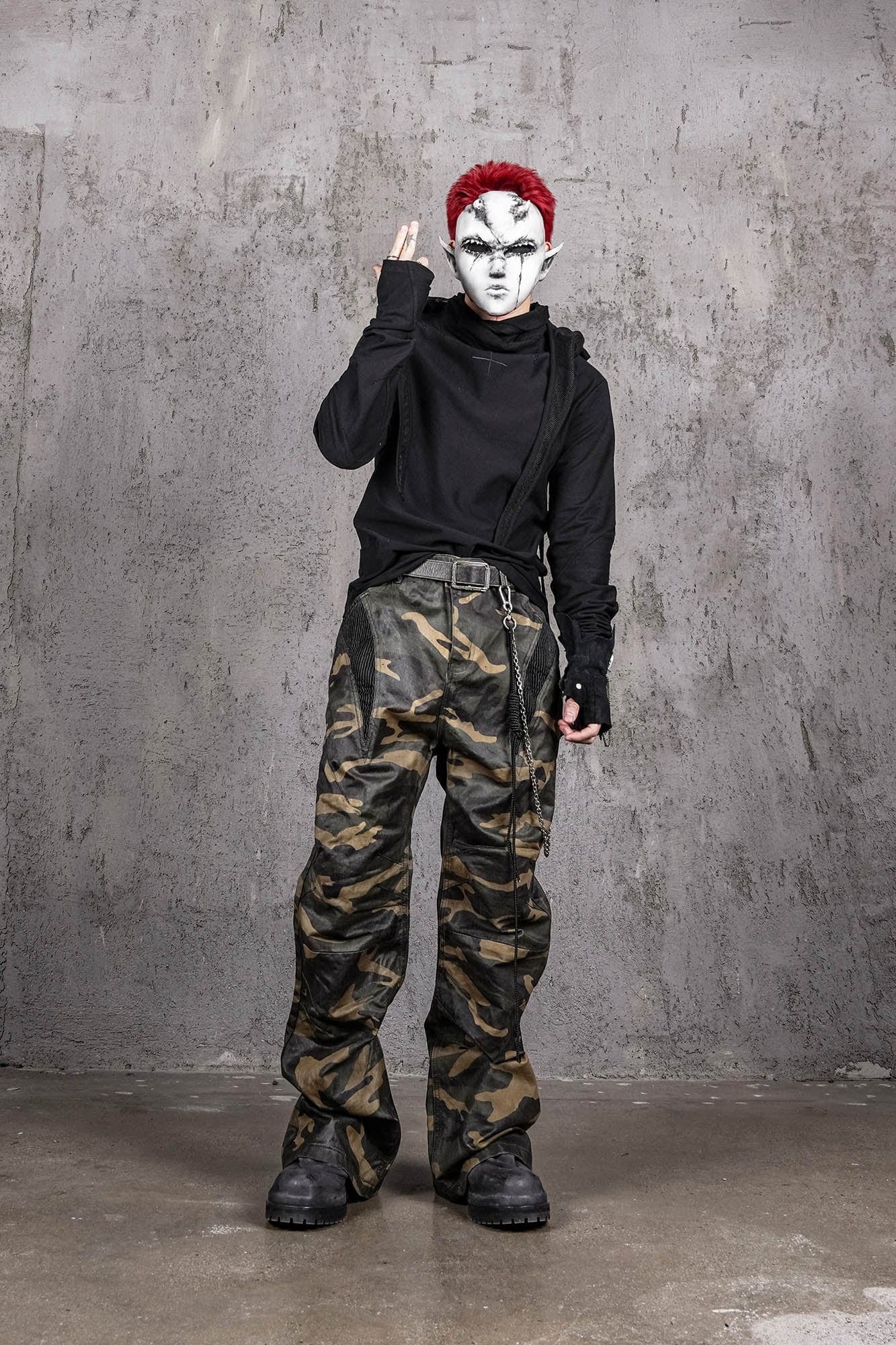 UNDERWATER Cross Embroidered High Neck Long-Sleeve Tee-L/S Tee-S-Free Shipping Leatheretro