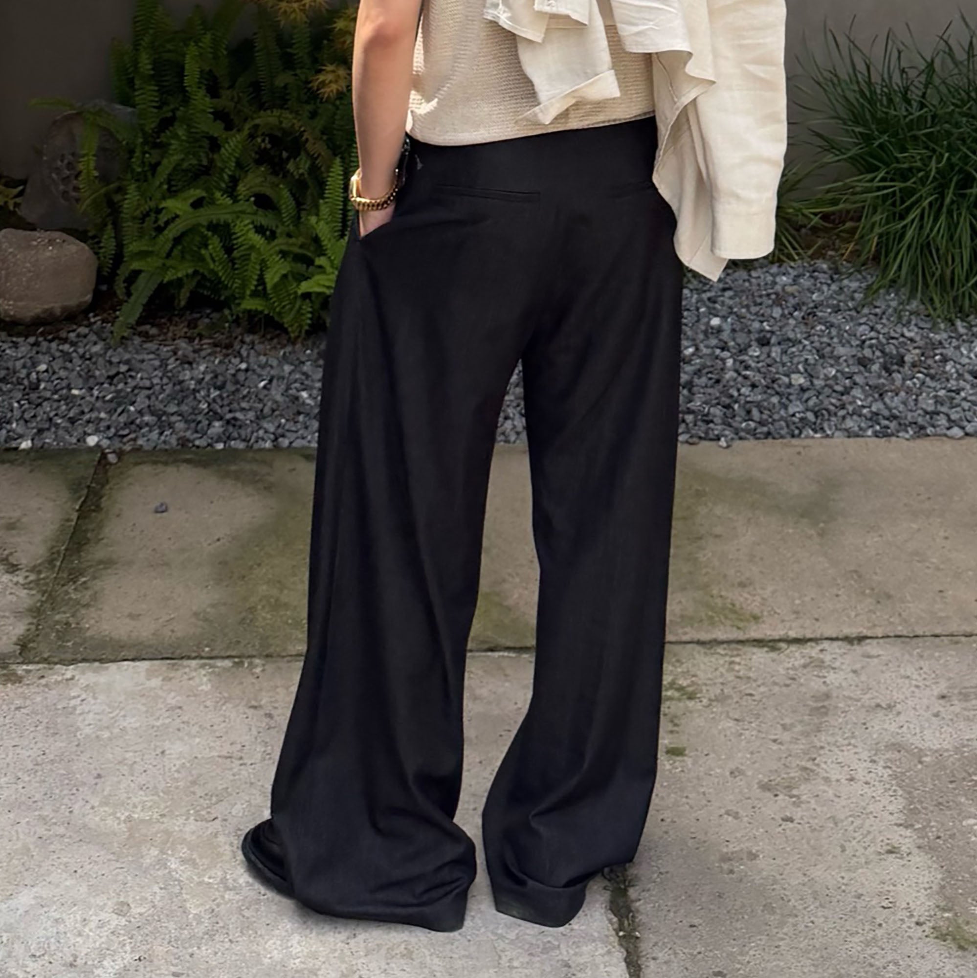 CATSSTAC Triple-Pleat Wool-Blend Wide-Leg Trousers-Pants-M-Free Shipping Leatheretro