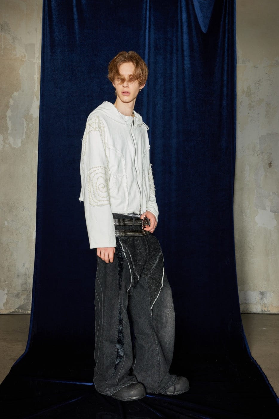 DND4DES Raw-Edge Faux Fur Spliced Jeans-Jeans-S-Free Shipping Leatheretro