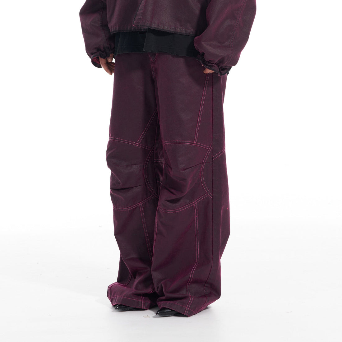 VANN VALRENCE Structured Panel Pleated-Knee Pants-Pants-S-Free Shipping Leatheretro