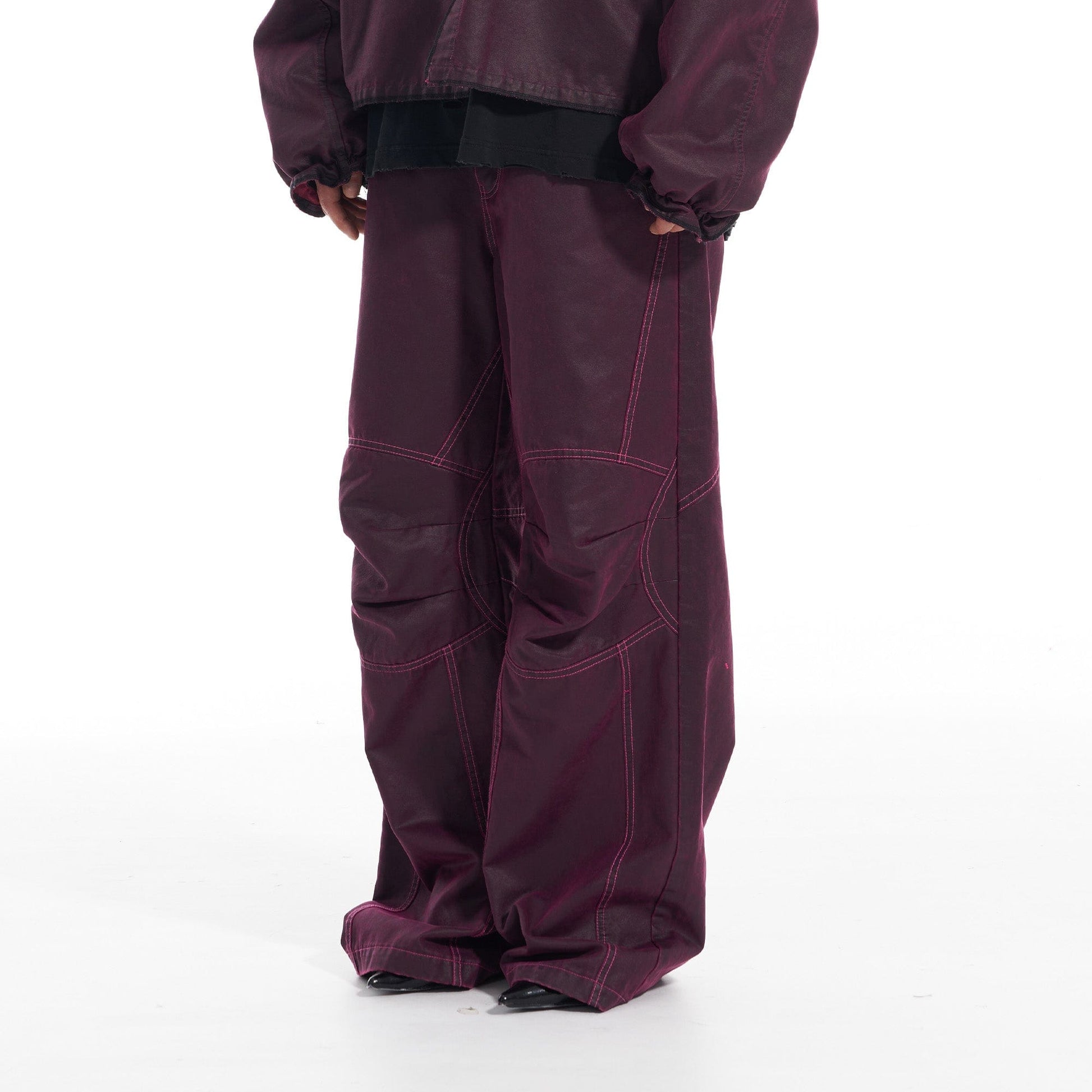 VANN VALRENCE Structured Panel Pleated-Knee Pants-Pants-S-Free Shipping Leatheretro