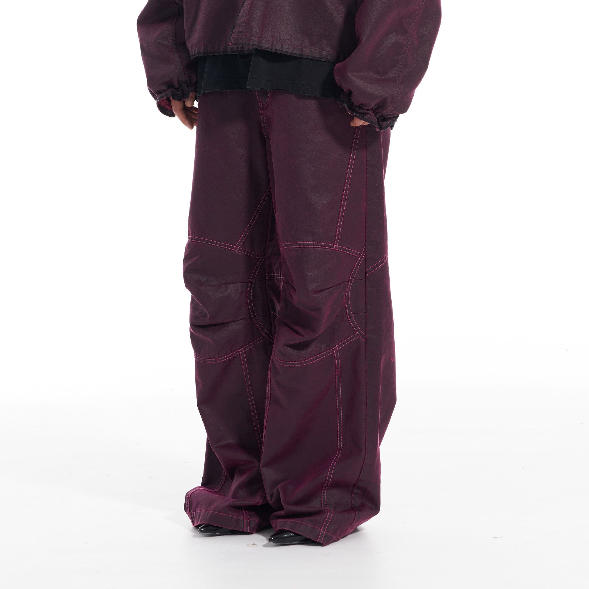 VANN VALRENCE Structured Panel Pleated-Knee Pants-Pants-S-Free Shipping Leatheretro