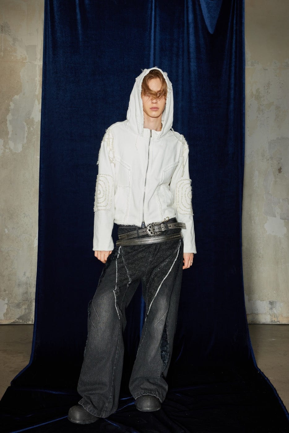 DND4DES Raw-Edge Faux Fur Spliced Jeans-Jeans-S-Free Shipping Leatheretro