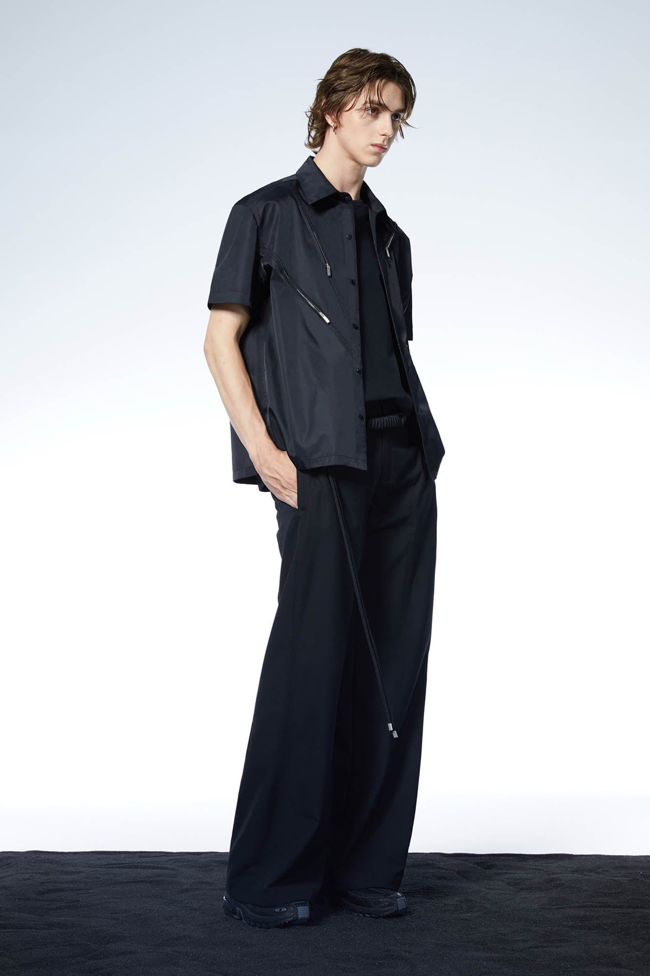 LOSTNFOUND Asymmetrical Zip Glossy Half-Sleeve Shirt-T Shirt-S-Free Shipping Leatheretro