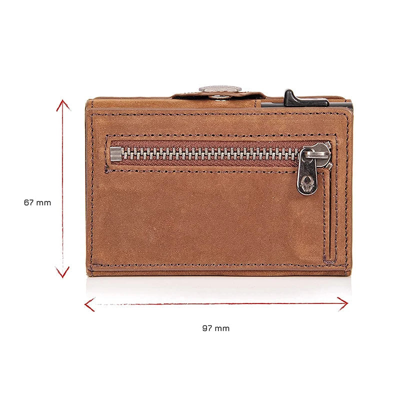 Pop-Up Leather Card Holder Wallet - Minimalist Bag Compartment For Notes-Wallets & Money Clips-Black-Free Shipping Leatheretro