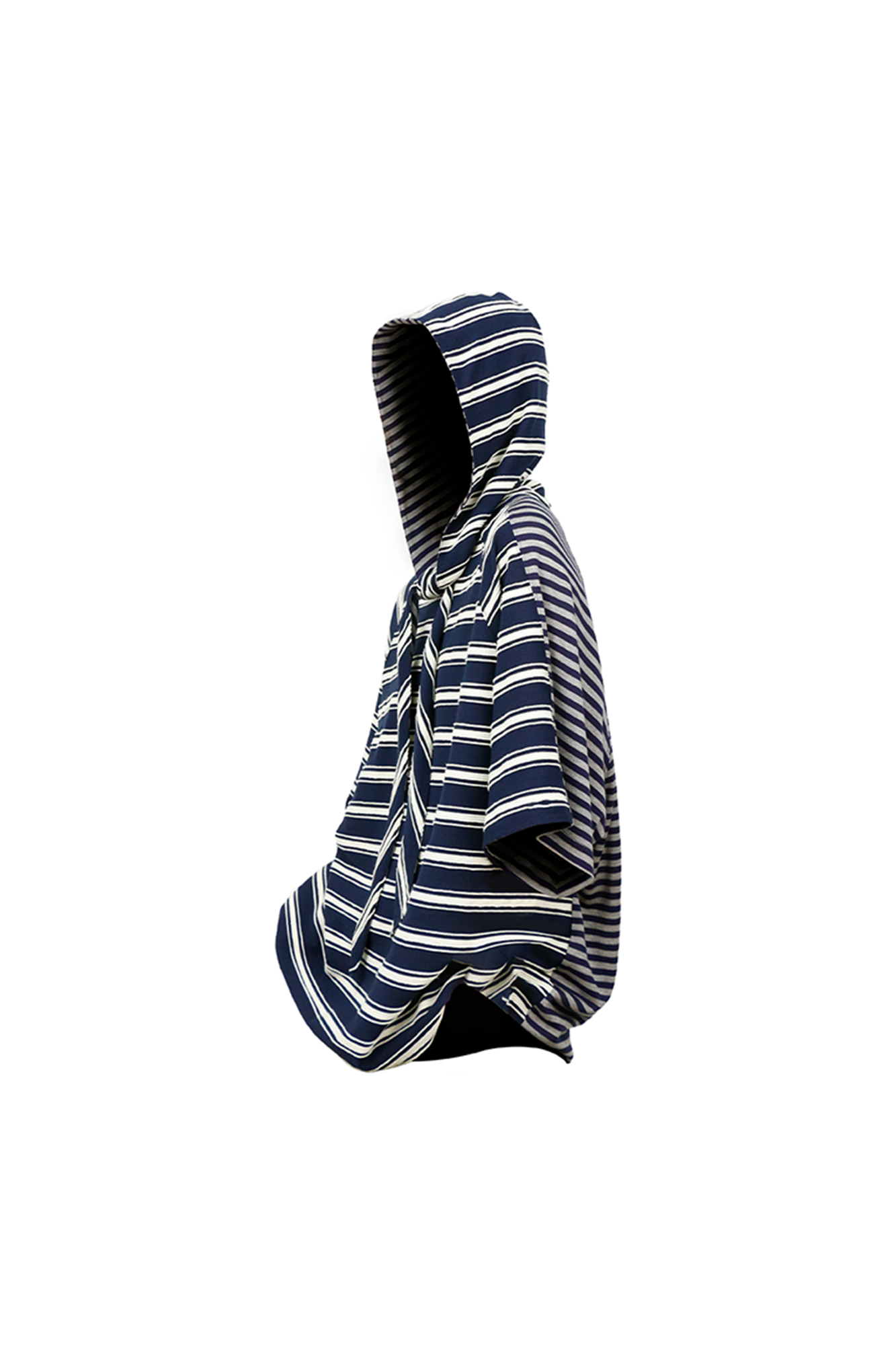 RELABEL Striped Wool-Blend Detachable Hood Tee-T Shirt-XS-Gray-Free Shipping Leatheretro