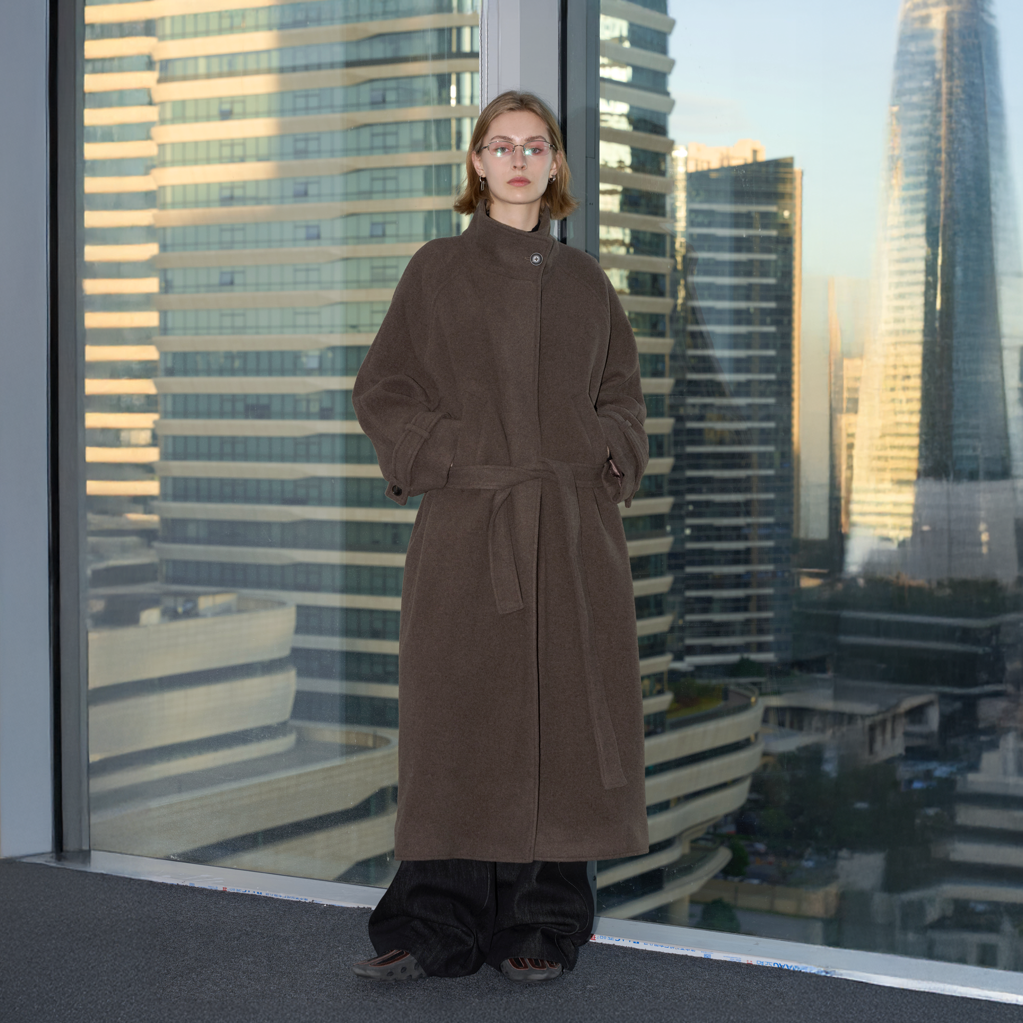 LABELROOM Essential Wool-Blend Funnel Belted Coat