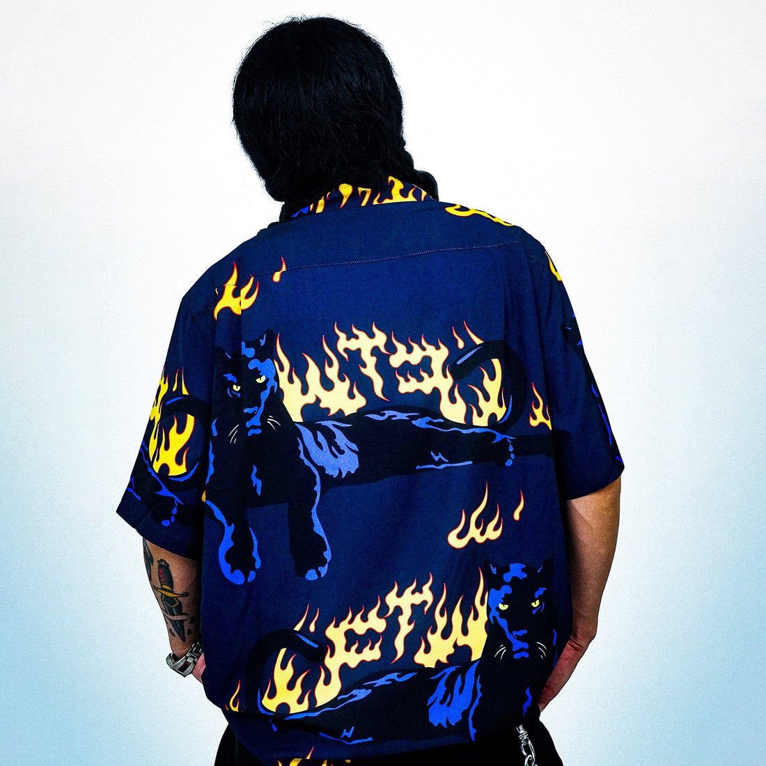 WCC Flaming Panther Half-Shirt-Half shirt-M-Free Shipping Leatheretro