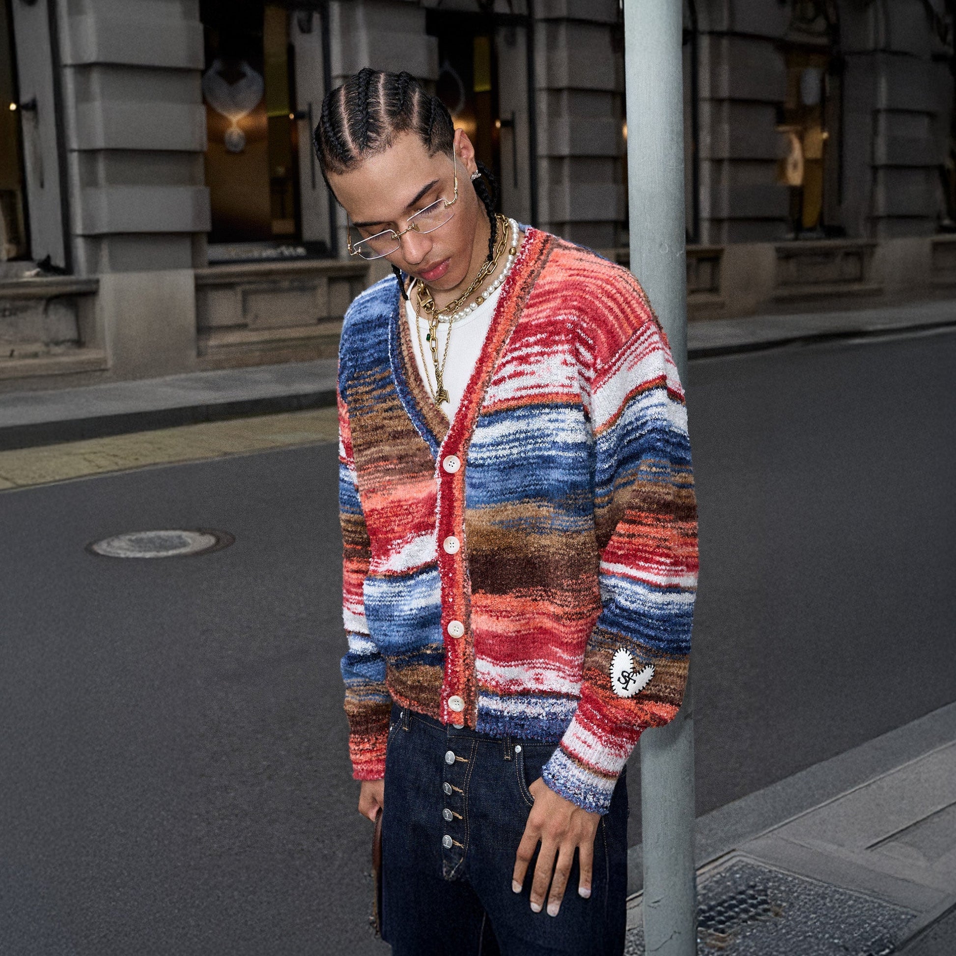 STEEPC Gradient Heartpatch Boxy Cardigan-Sweater-S (1)-Free Shipping Leatheretro