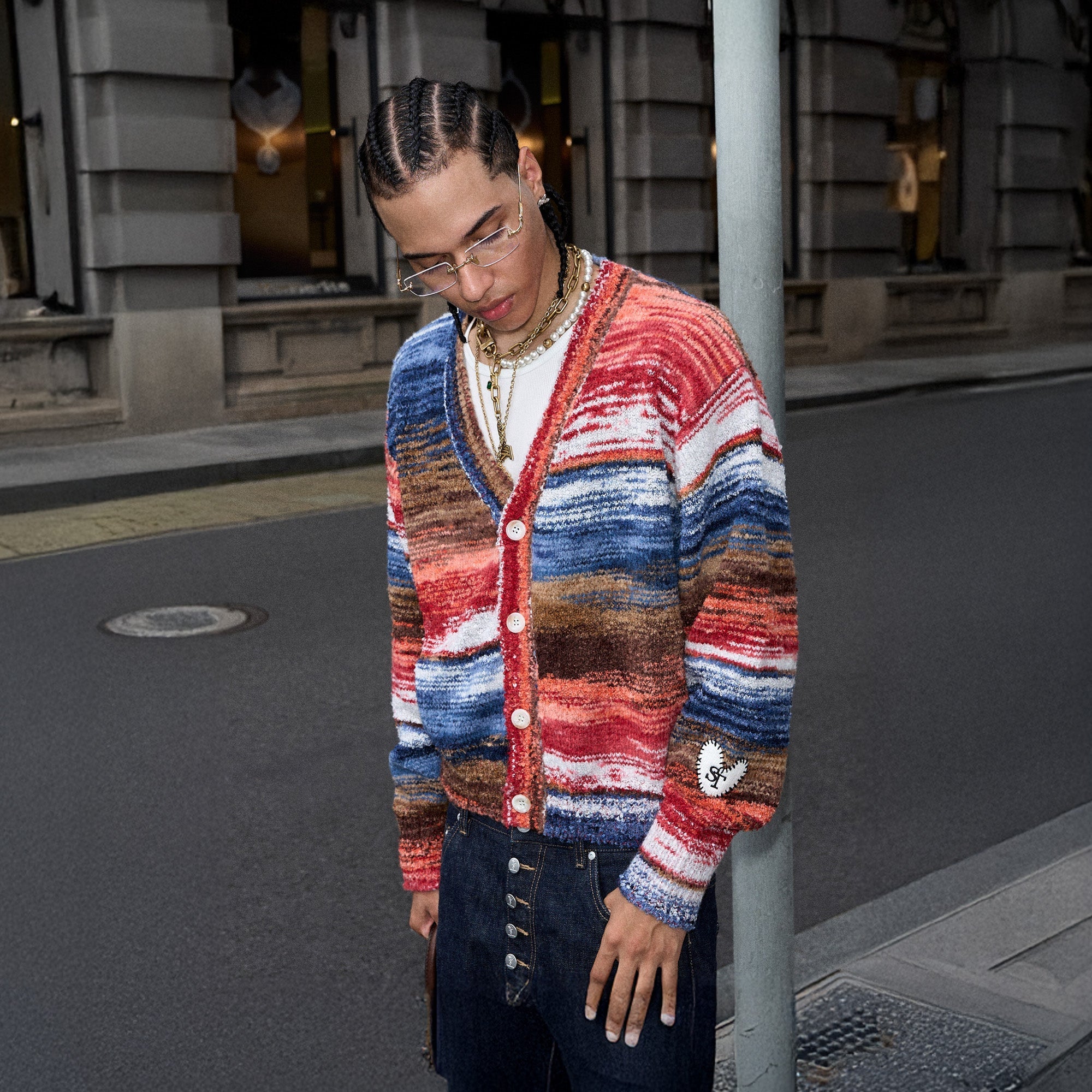 STEEPC Gradient Heartpatch Boxy Cardigan-Sweater-S (1)-Free Shipping Leatheretro