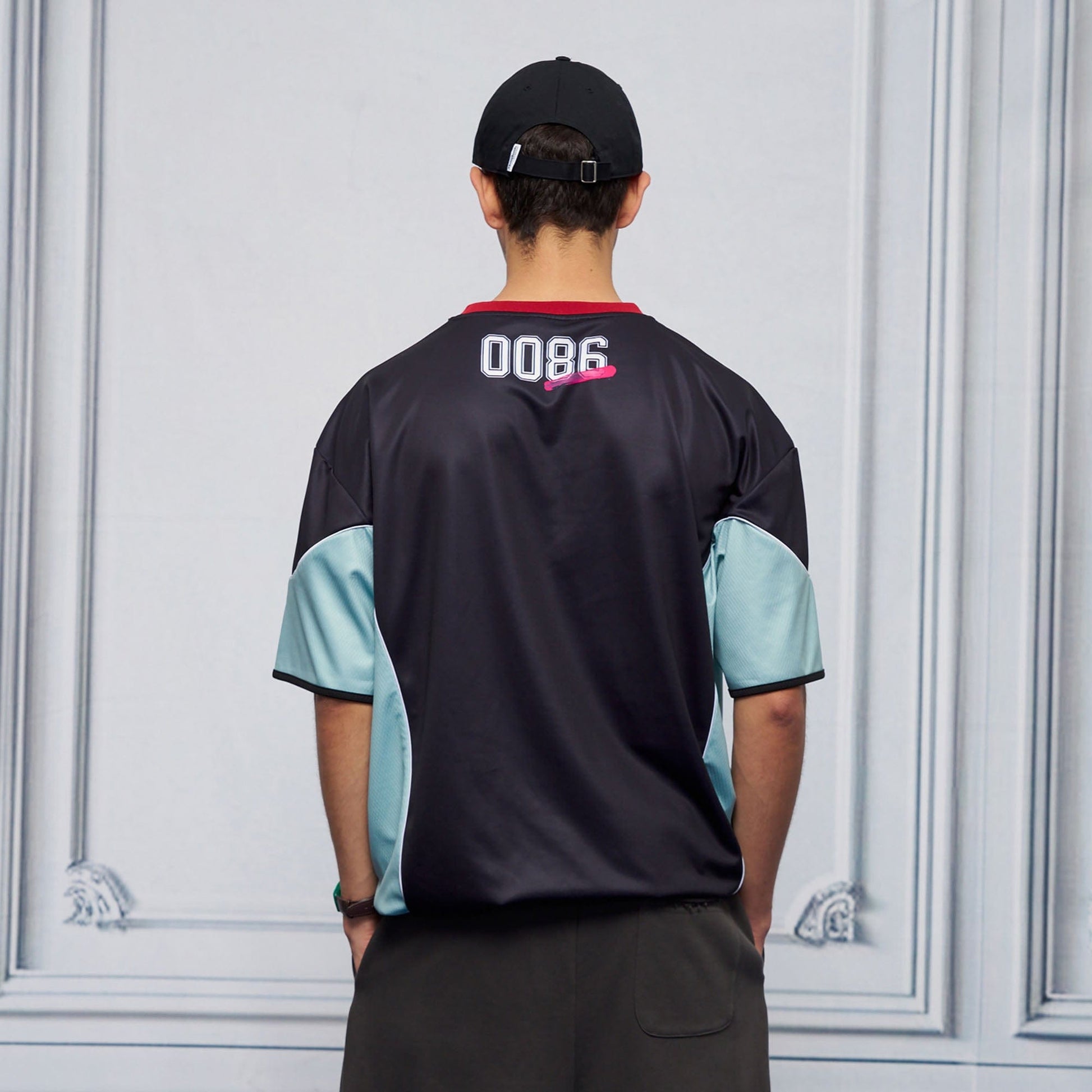 UNLIMITED MOTE x glucose by RMK Contrast Spliced Drawstring Hem Jersey-T Shirt-S-Black-Free Shipping Leatheretro