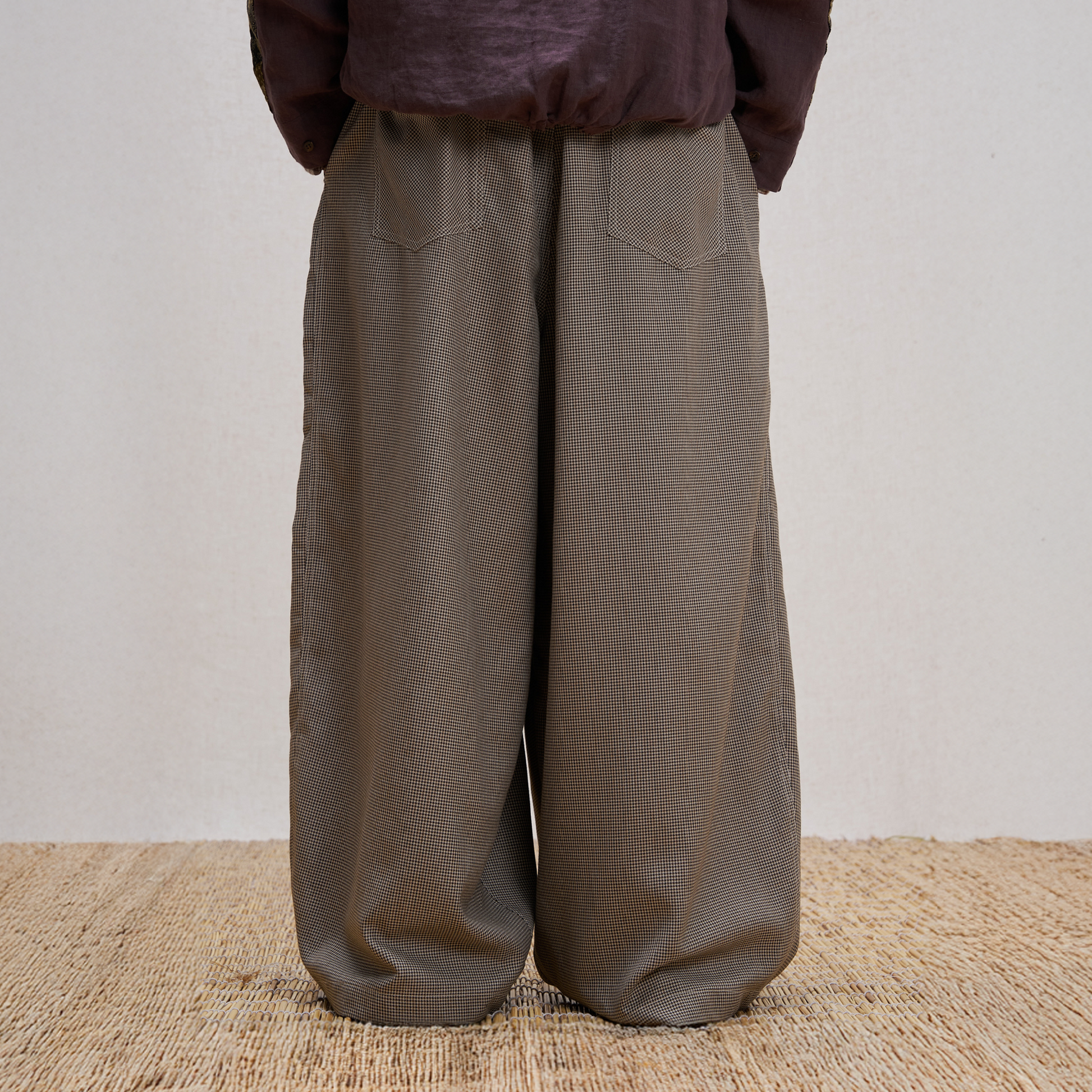 UNLIMITED MOTE Wool Blend Houndstooth Drawstring Balloon Pants-Pants-S-Free Shipping Leatheretro